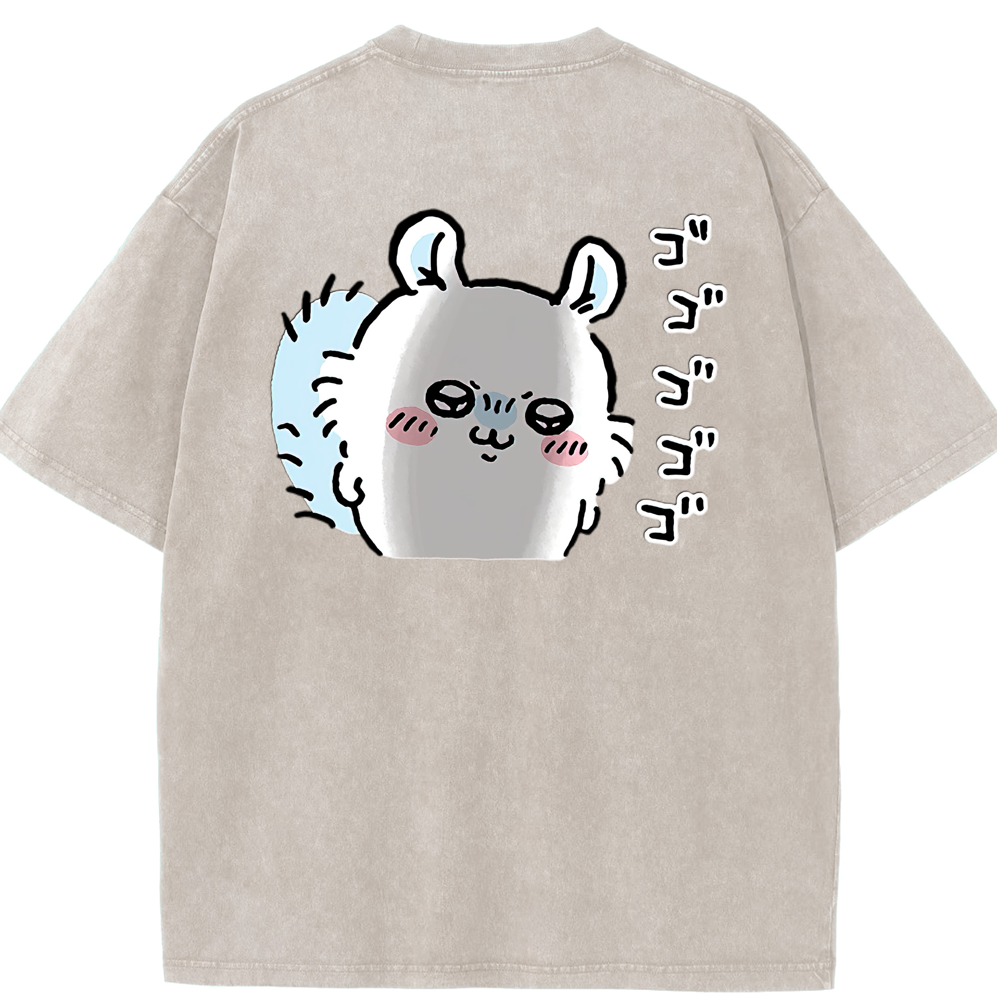 （画像用） ちいかわ モモンガ Chii-kawa Momonga 綿100% ヴィンテージ風 半袖Tシャツ（背面プリント）