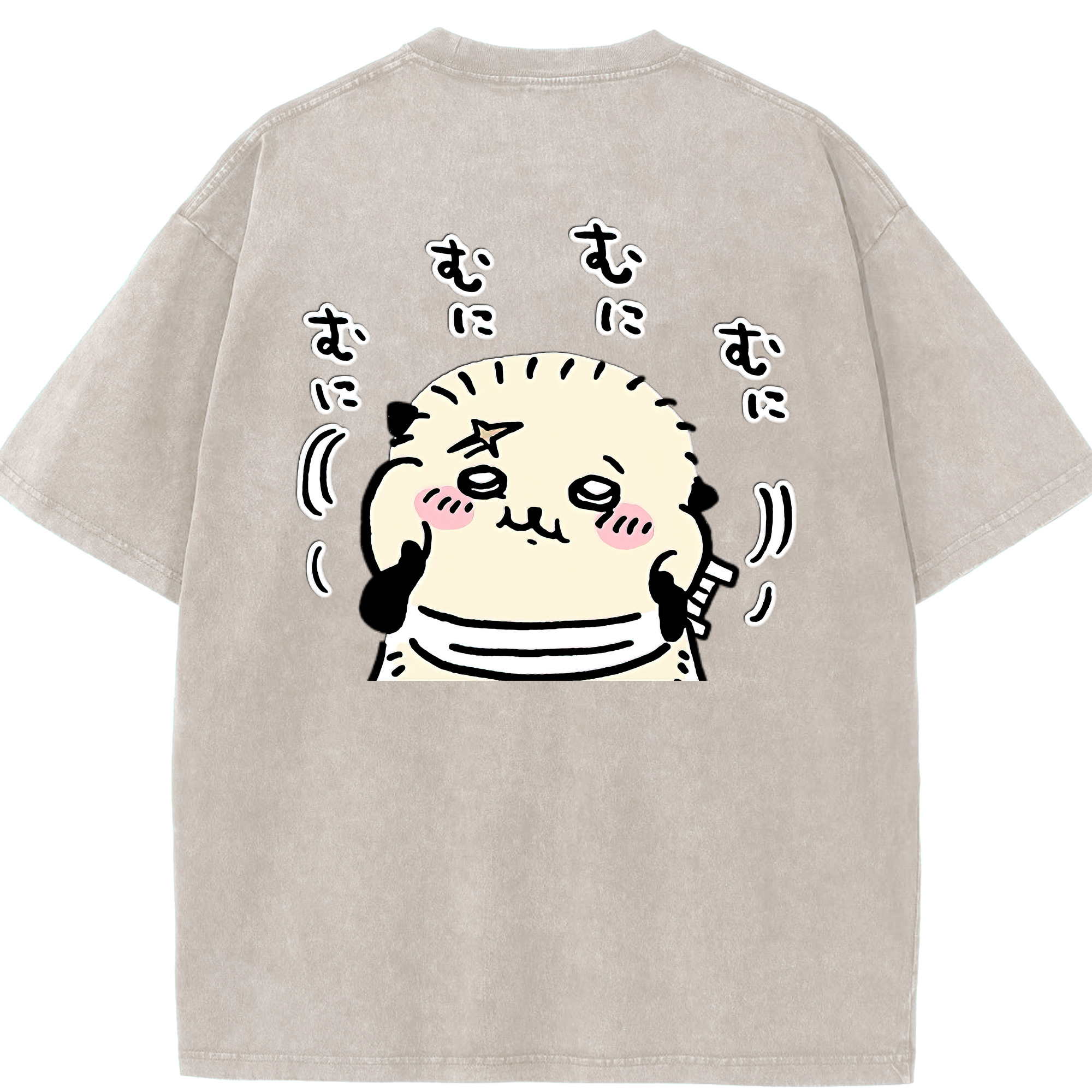 （画像用） ちいかわ ラッコ Chii-kawa Sea otter 綿100% ヴィンテージ風 半袖Tシャツ（背面プリント）