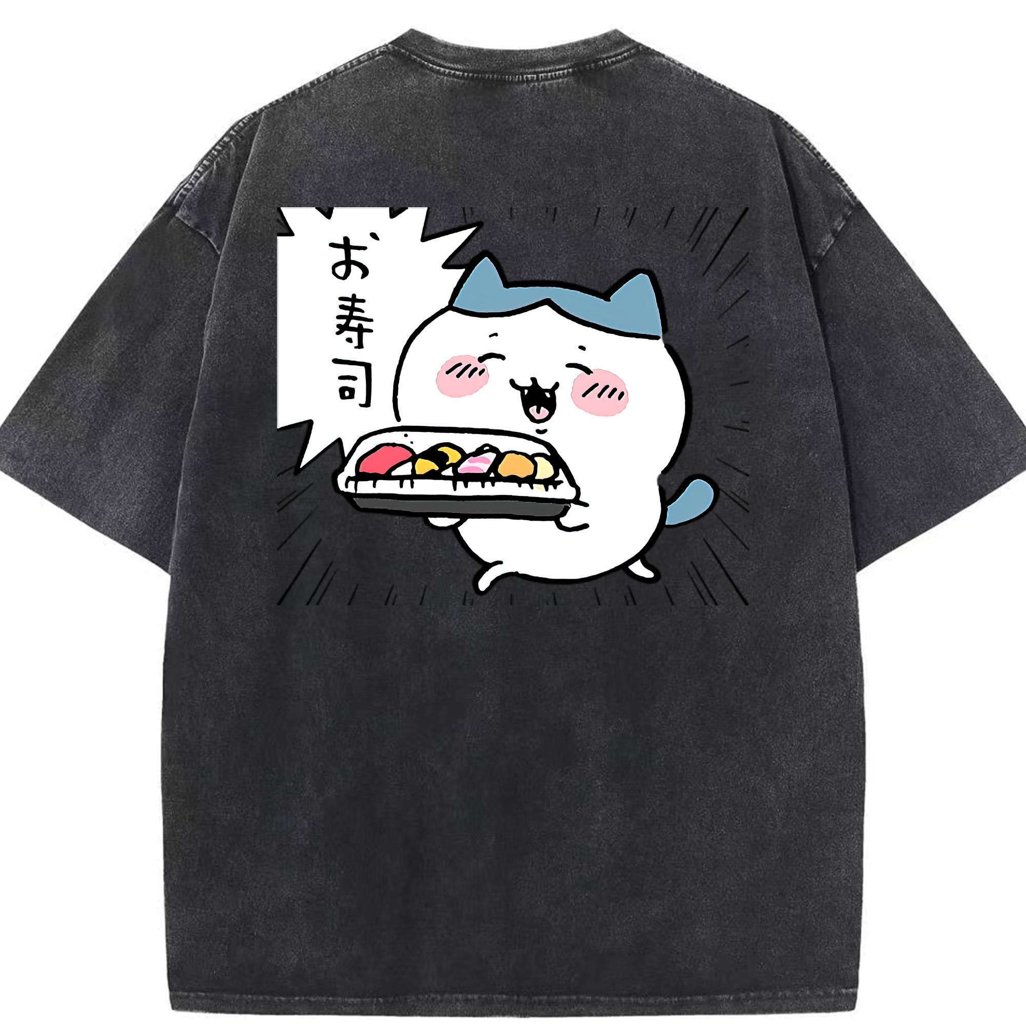 （画像用） ちいかわ ハチワレ Chii-kawa hachiware 綿100% ヴィンテージ風 半袖Tシャツ（背面プリント）