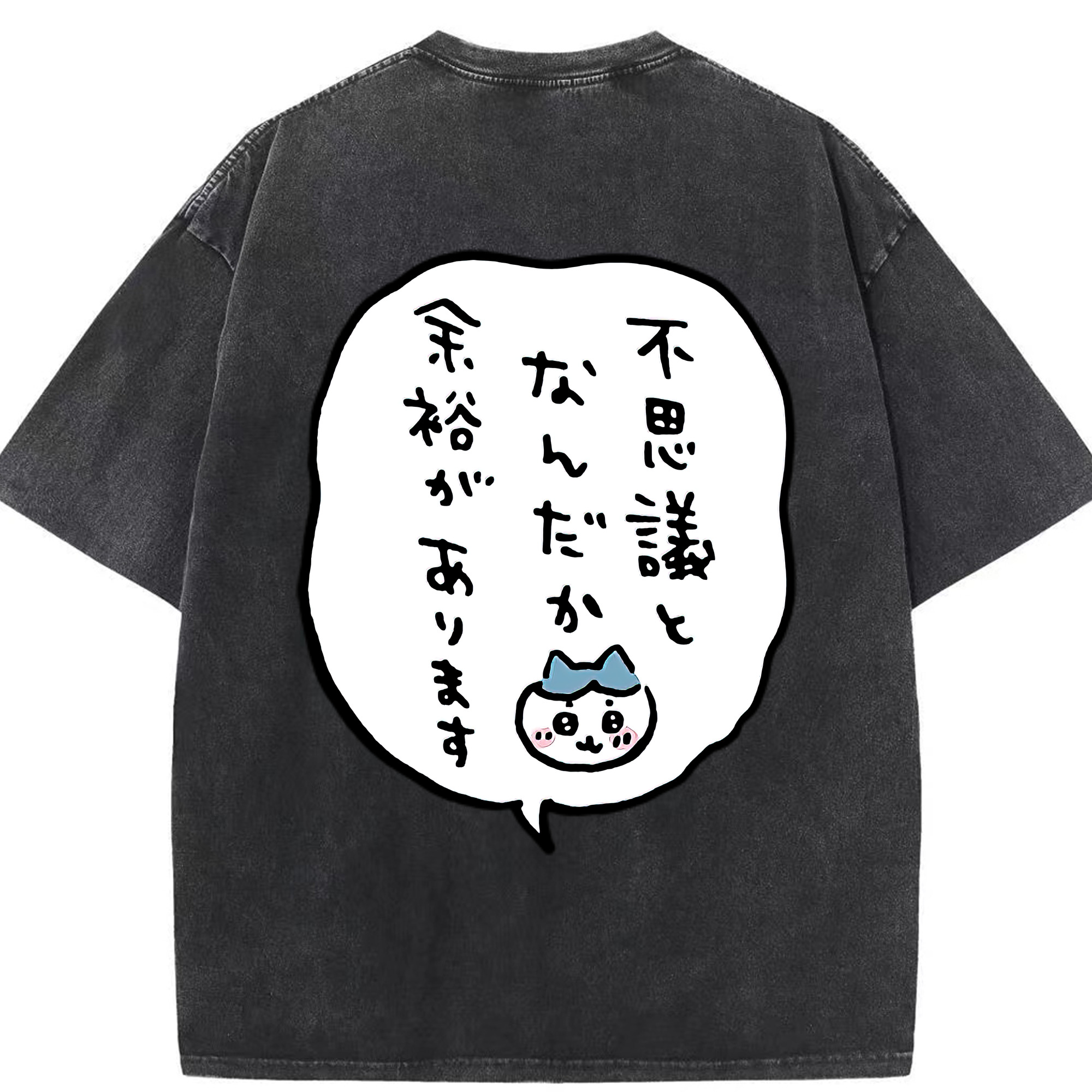 （画像用） ちいかわ ハチワレ Chii-kawa hachiware 綿100% ヴィンテージ風 半袖Tシャツ（背面プリント）