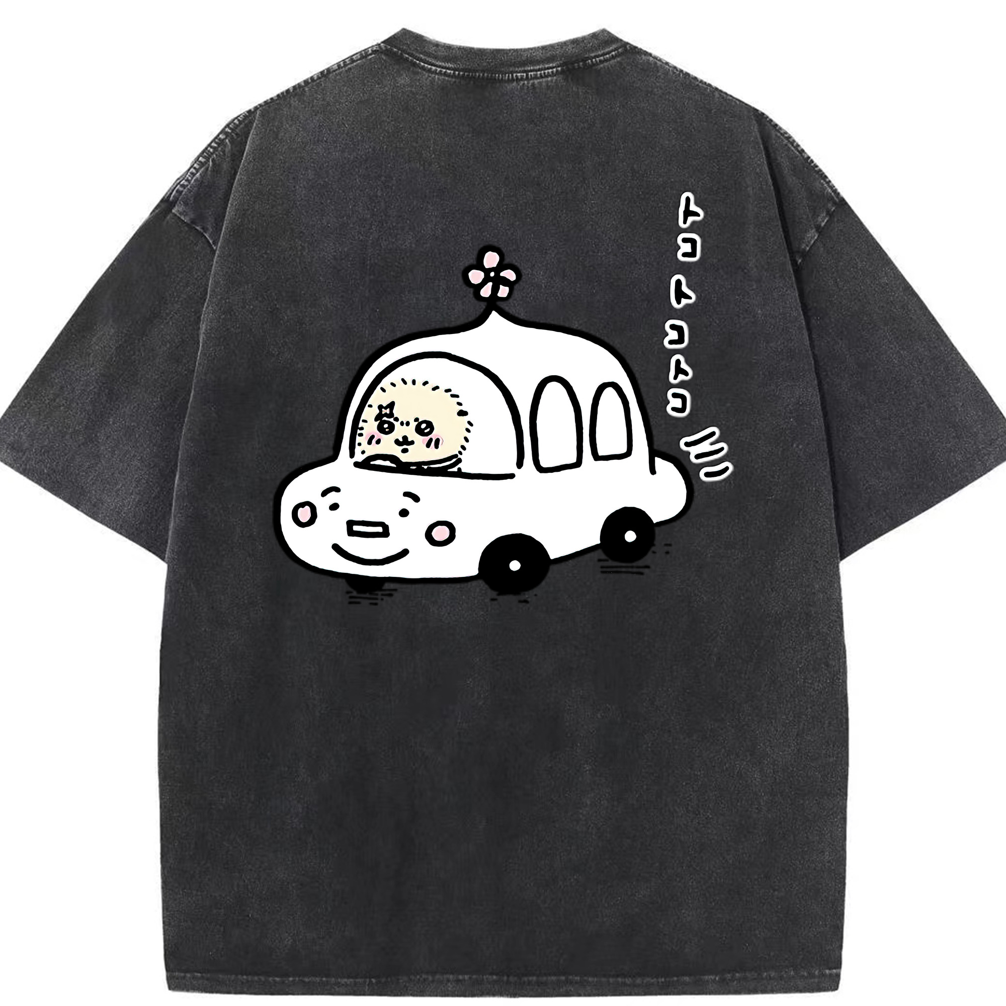 （画像用） ちいかわ ラッコ Chii-kawa Sea otter 綿100% ヴィンテージ風 半袖Tシャツ（背面プリント）