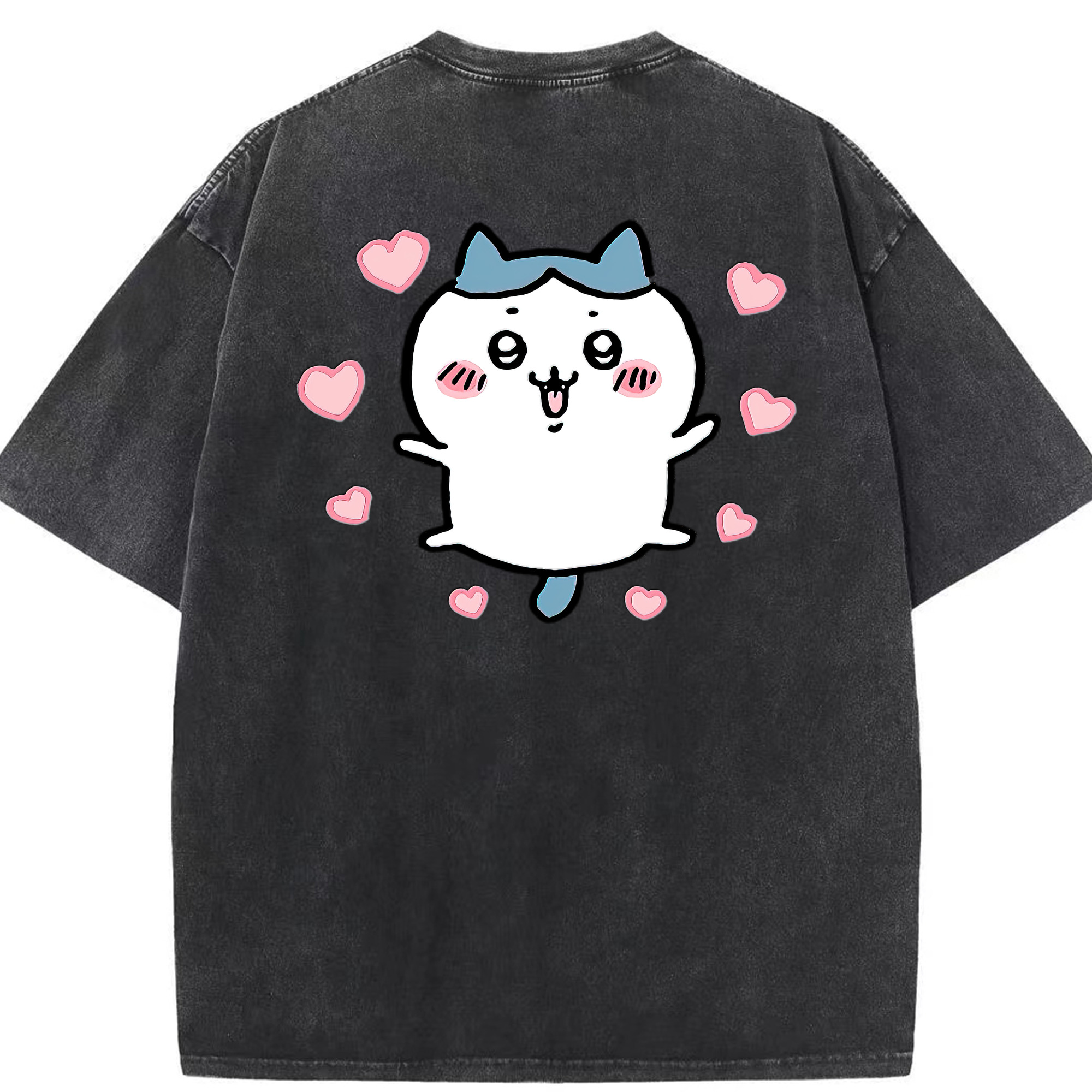 （画像用） ちいかわ ハチワレ Chii-kawa hachiware 綿100% ヴィンテージ風 半袖Tシャツ（背面プリント）