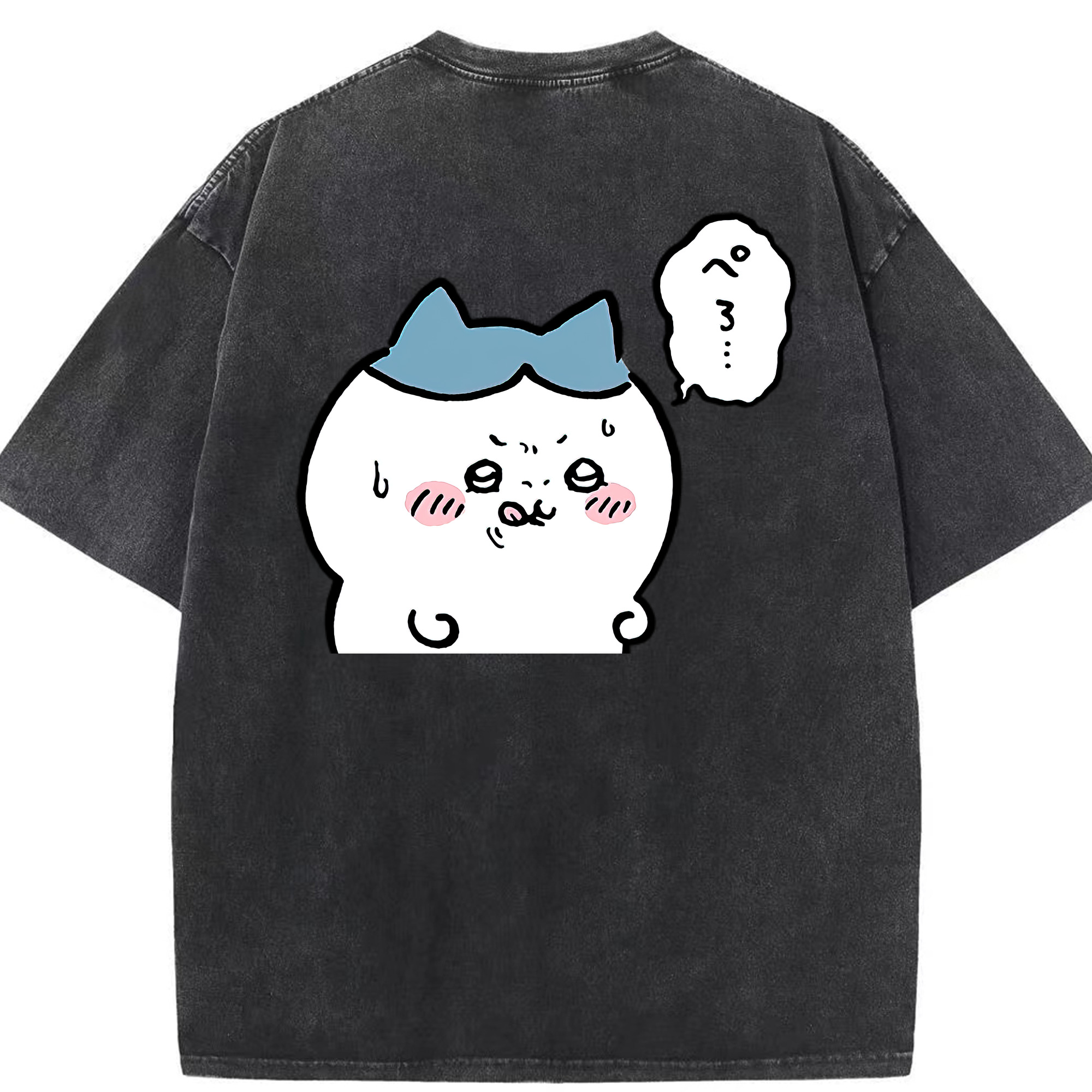 （画像用） ちいかわ ハチワレ Chii-kawa hachiware 綿100% ヴィンテージ風 半袖Tシャツ（背面プリント）
