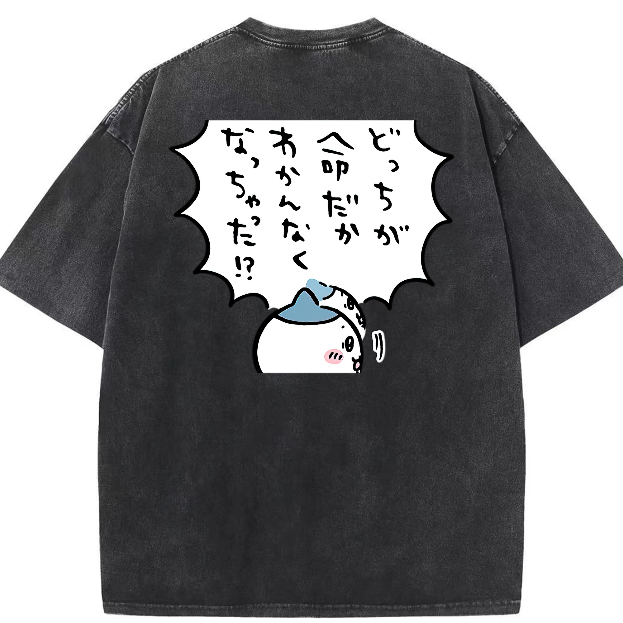 （画像用） ちいかわ ハチワレ Chii-kawa hachiware 綿100% ヴィンテージ風 半袖Tシャツ（背面プリント）