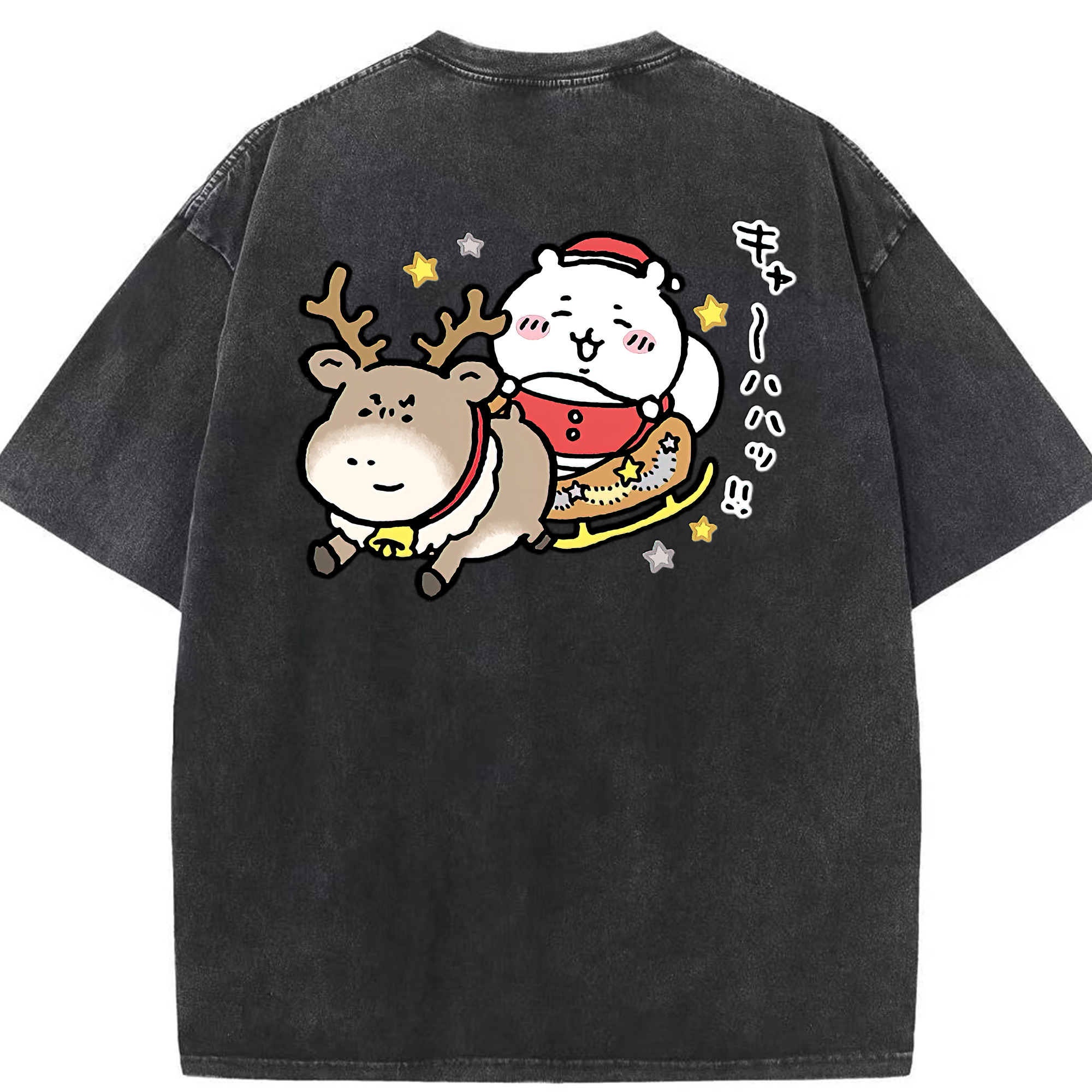 （画像用） ちいかわ ちいかわ Chii-kawa chiikawa 綿100% ヴィンテージ風 半袖Tシャツ（背面プリント）