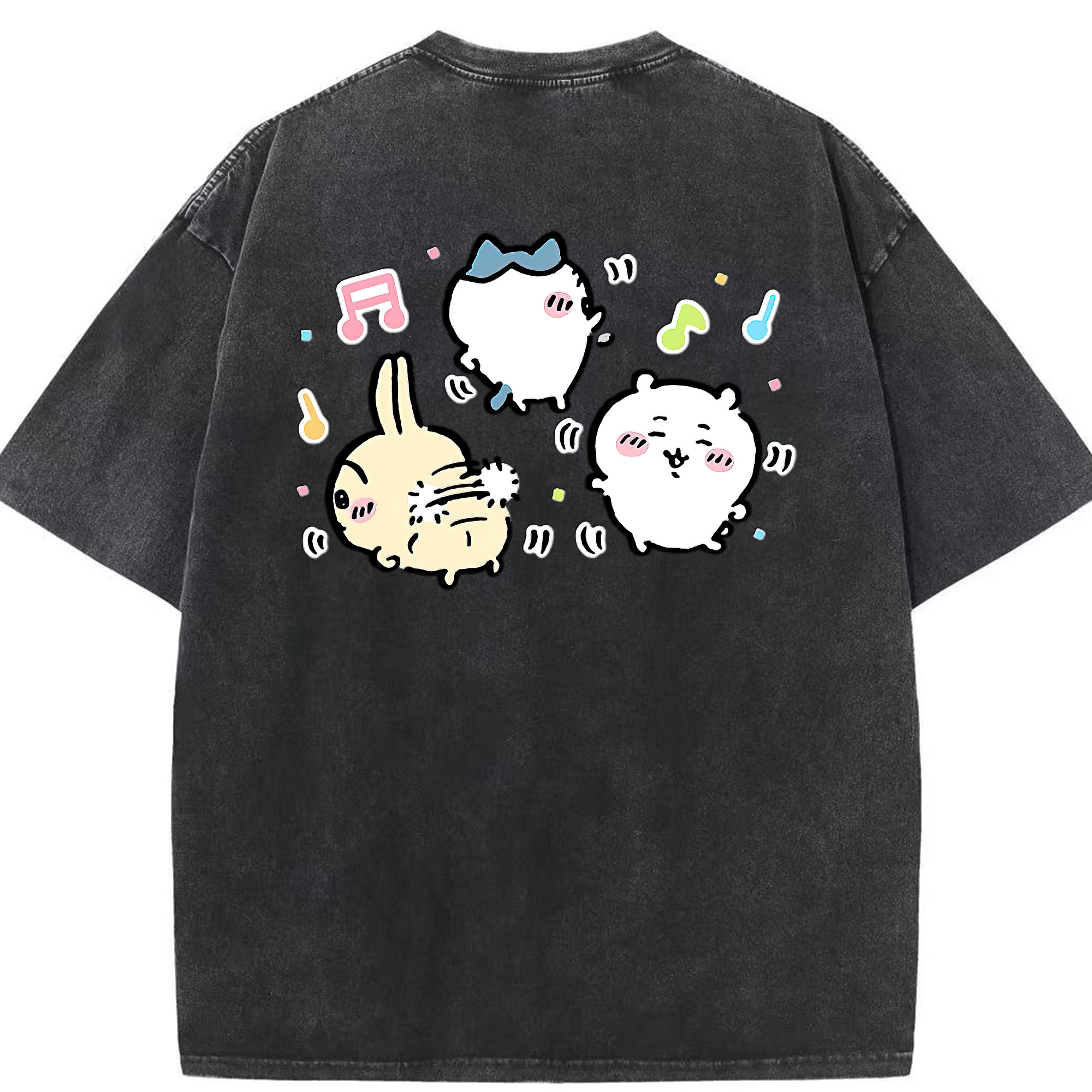 （画像用） ちいかわ うさぎ Chii-kawa usagi 綿100% ヴィンテージ風 半袖Tシャツ（背面プリント）