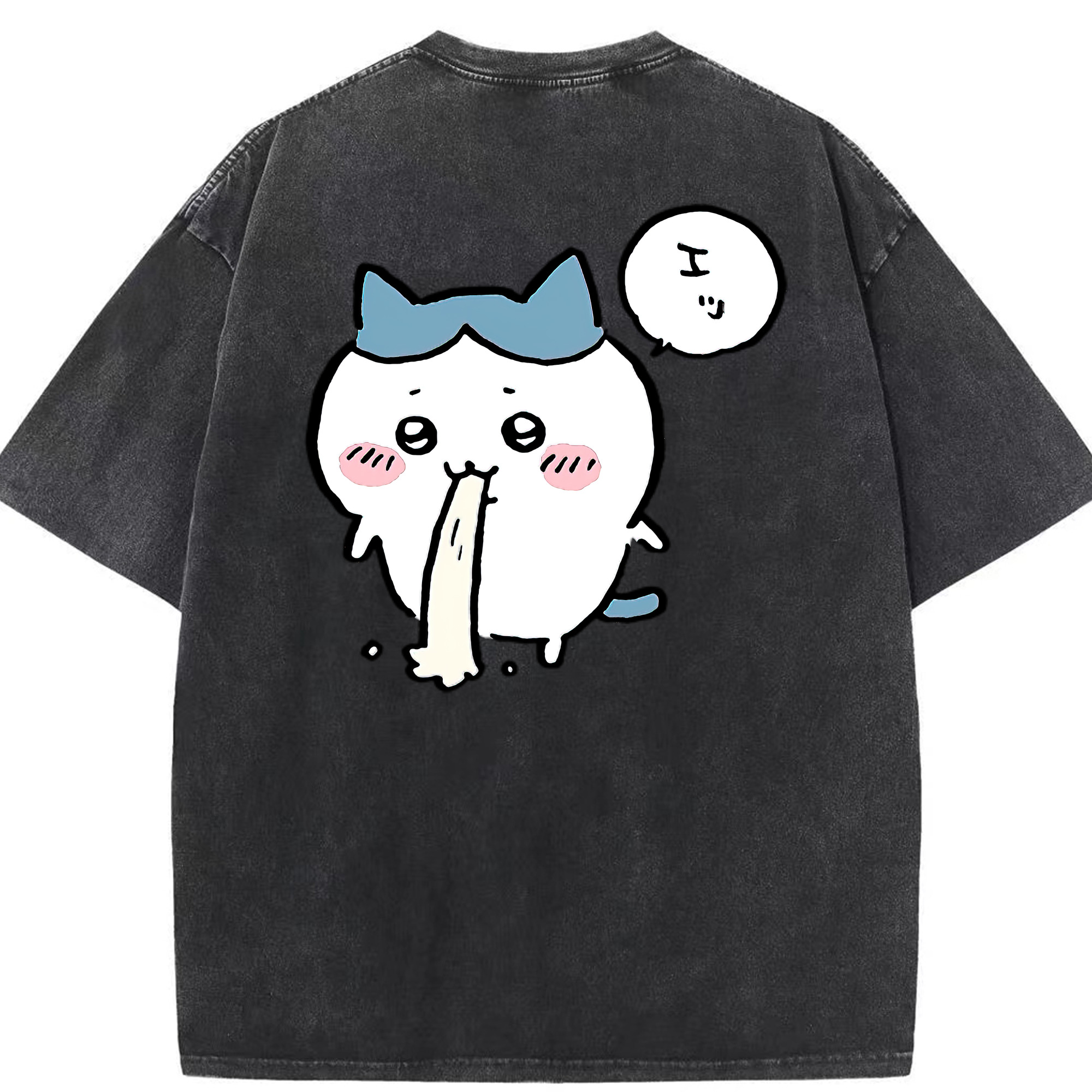 （画像用） ちいかわ ハチワレ Chii-kawa hachiware 綿100% ヴィンテージ風 半袖Tシャツ（背面プリント）
