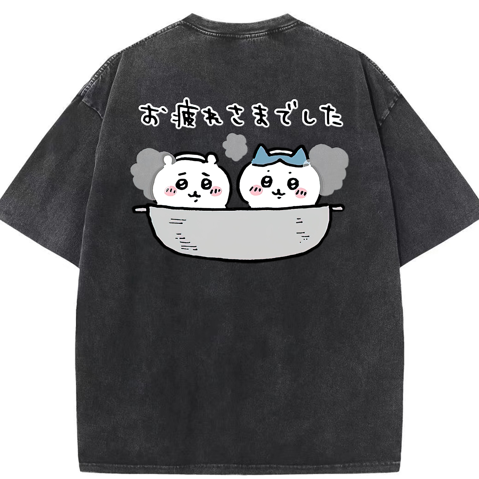 （画像用） ちいかわ ハチワレ Chii-kawa hachiware 綿100% ヴィンテージ風 半袖Tシャツ（背面プリント）