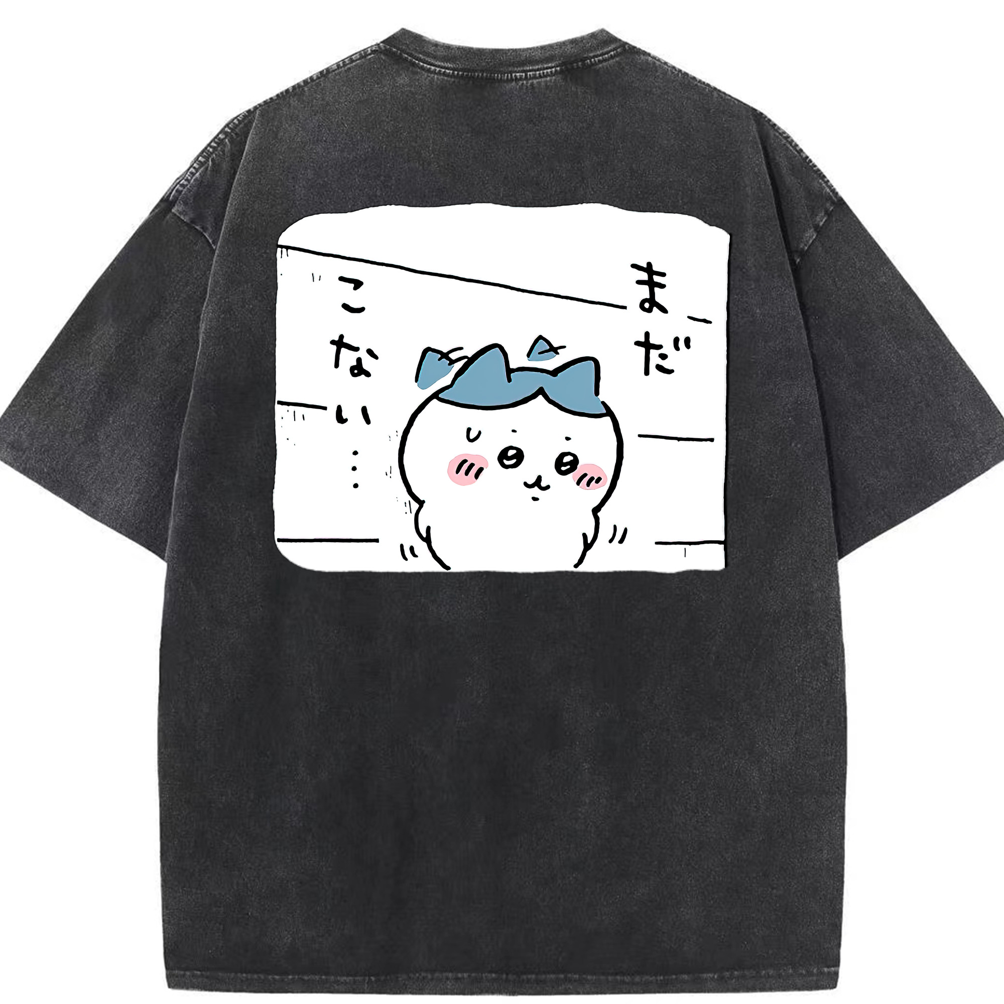 （画像用） ちいかわ ハチワレ Chii-kawa hachiware 綿100% ヴィンテージ風 半袖Tシャツ（背面プリント）