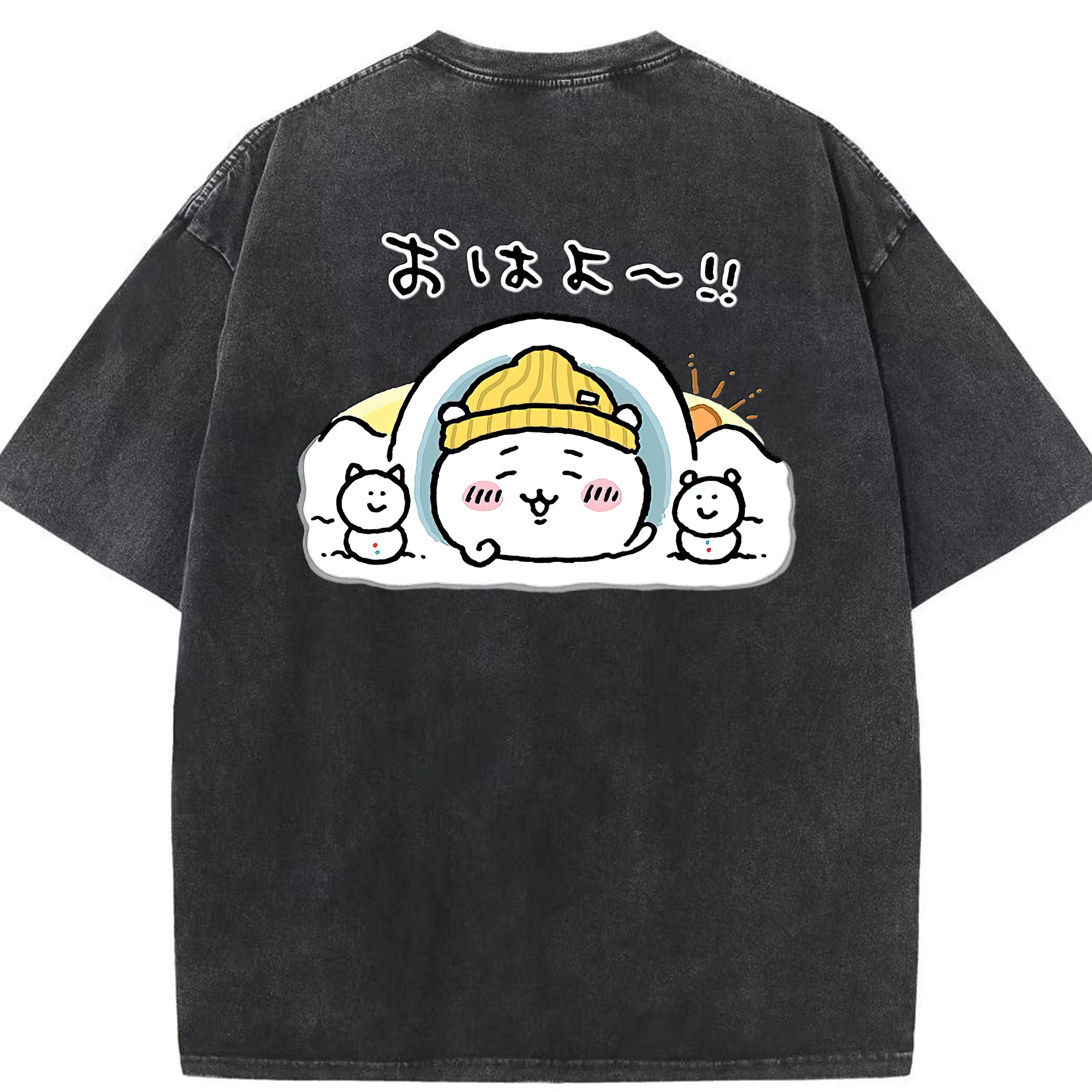 （画像用） ちいかわ ちいかわ Chii-kawa chiikawa 綿100% ヴィンテージ風 半袖Tシャツ（背面プリント）