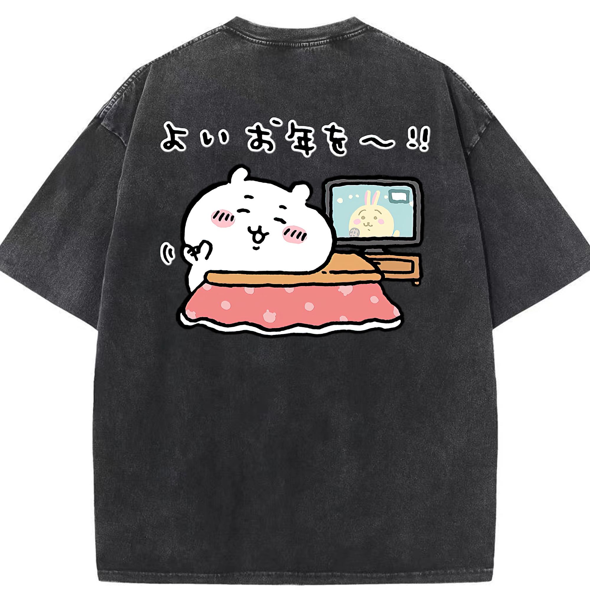 （画像用） ちいかわ ちいかわ Chii-kawa chiikawa 綿100% ヴィンテージ風 半袖Tシャツ（背面プリント）