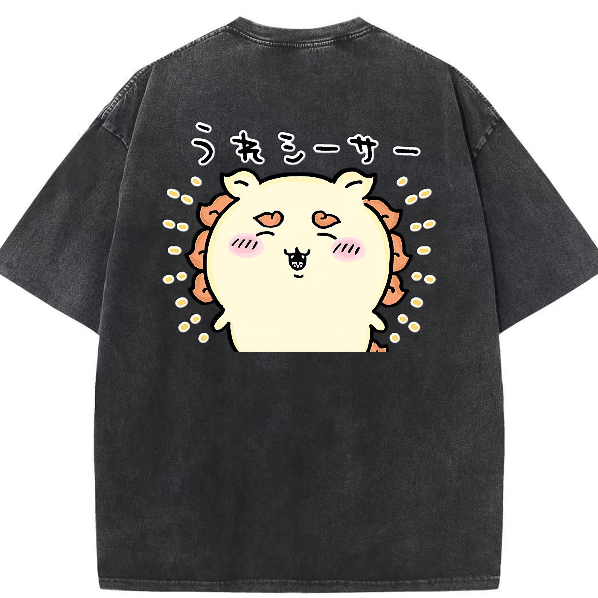 （画像用） ちいかわ シーサー Chii-kawa Shisa 綿100% ヴィンテージ風 半袖Tシャツ（背面プリント）