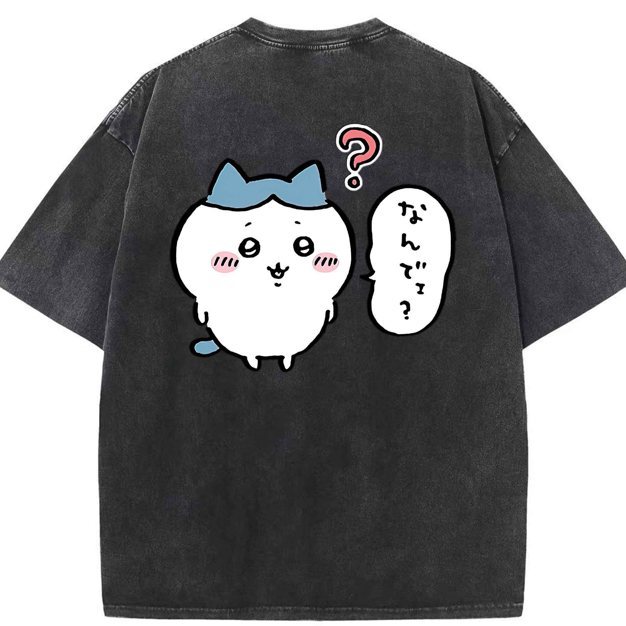 （画像用） ちいかわ ハチワレ Chii-kawa hachiware 綿100% ヴィンテージ風 半袖Tシャツ（背面プリント）