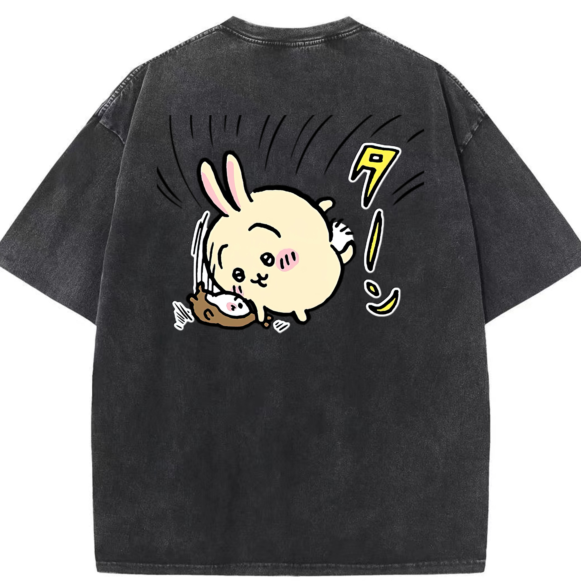 （画像用） ちいかわ うさぎ Chii-kawa usagi 綿100% ヴィンテージ風 半袖Tシャツ（背面プリント）
