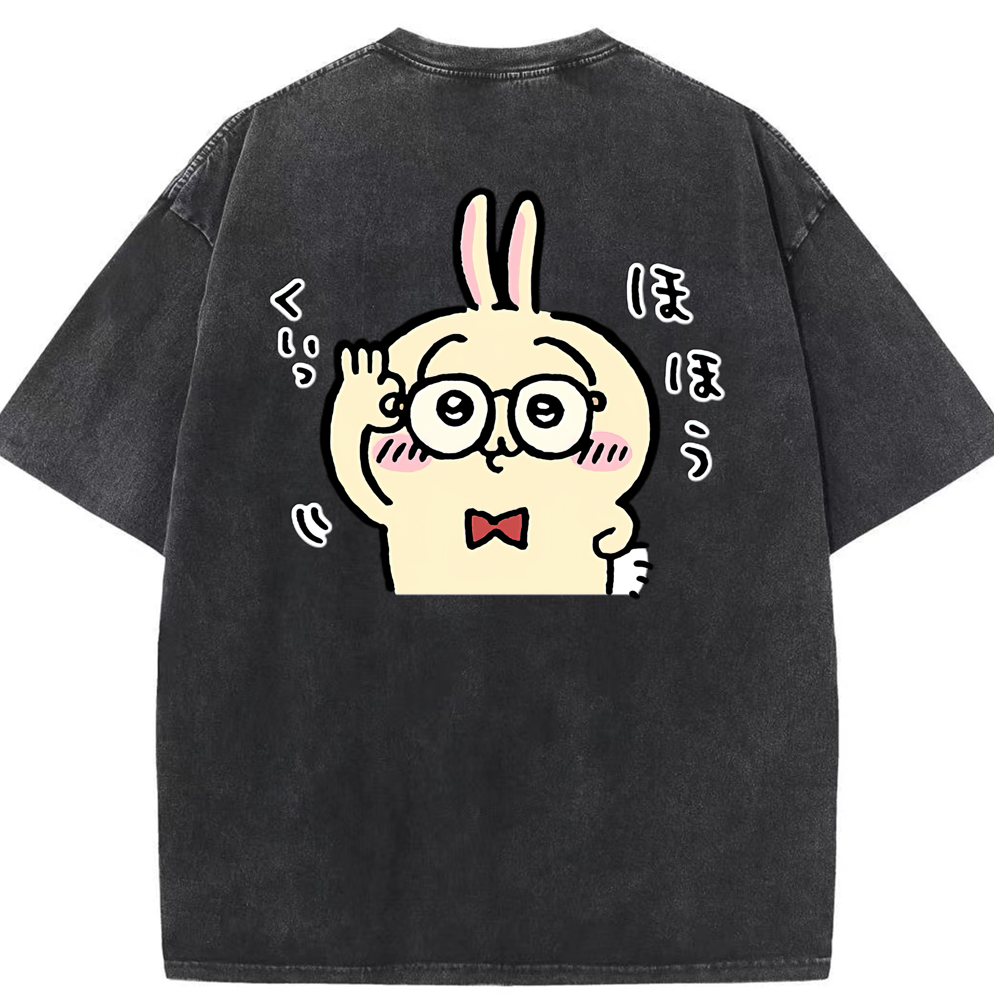 （画像用） ちいかわ うさぎ Chii-kawa usagi 綿100% ヴィンテージ風 半袖Tシャツ（背面プリント）