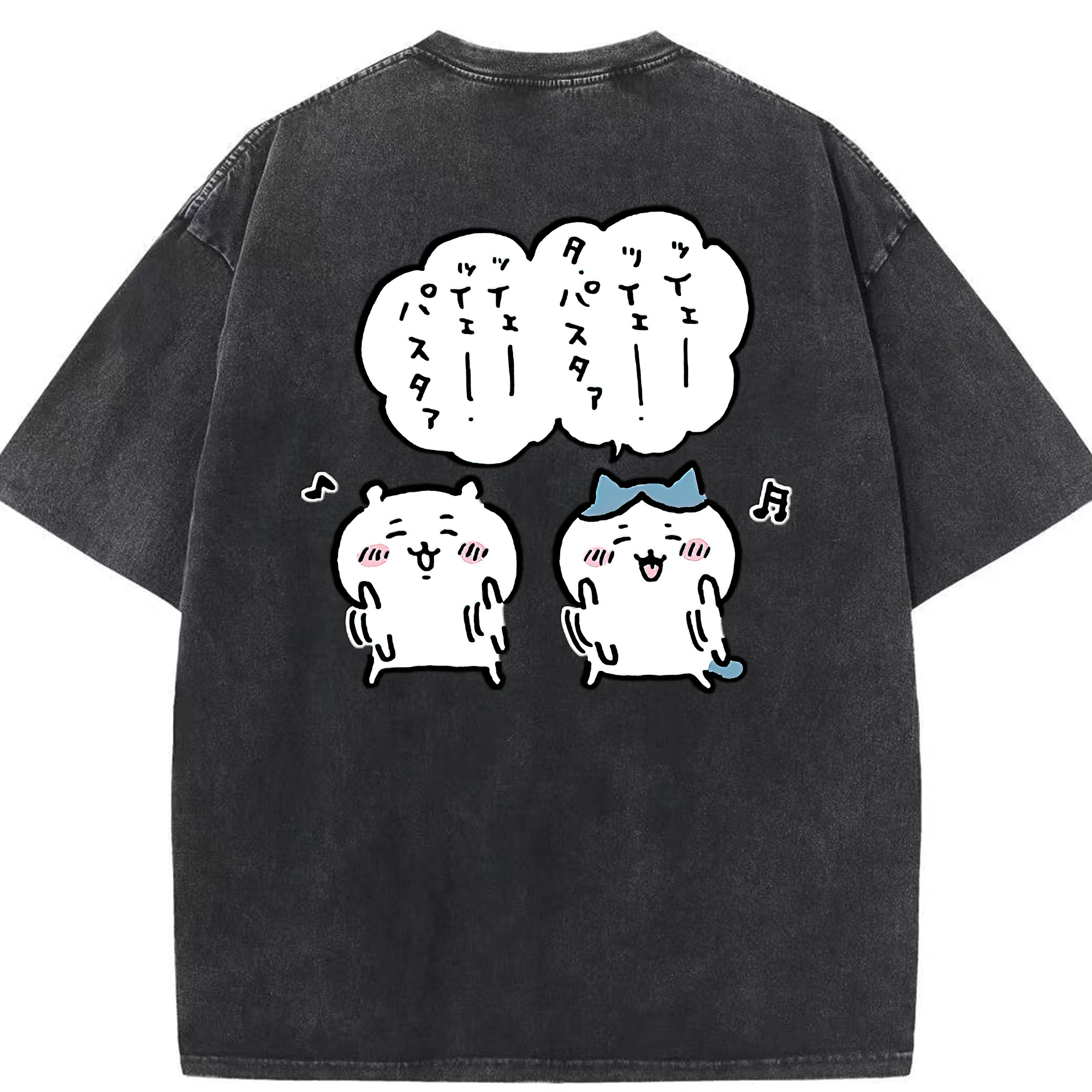 （画像用） ちいかわ ハチワレ Chii-kawa hachiware 綿100% ヴィンテージ風 半袖Tシャツ（背面プリント）