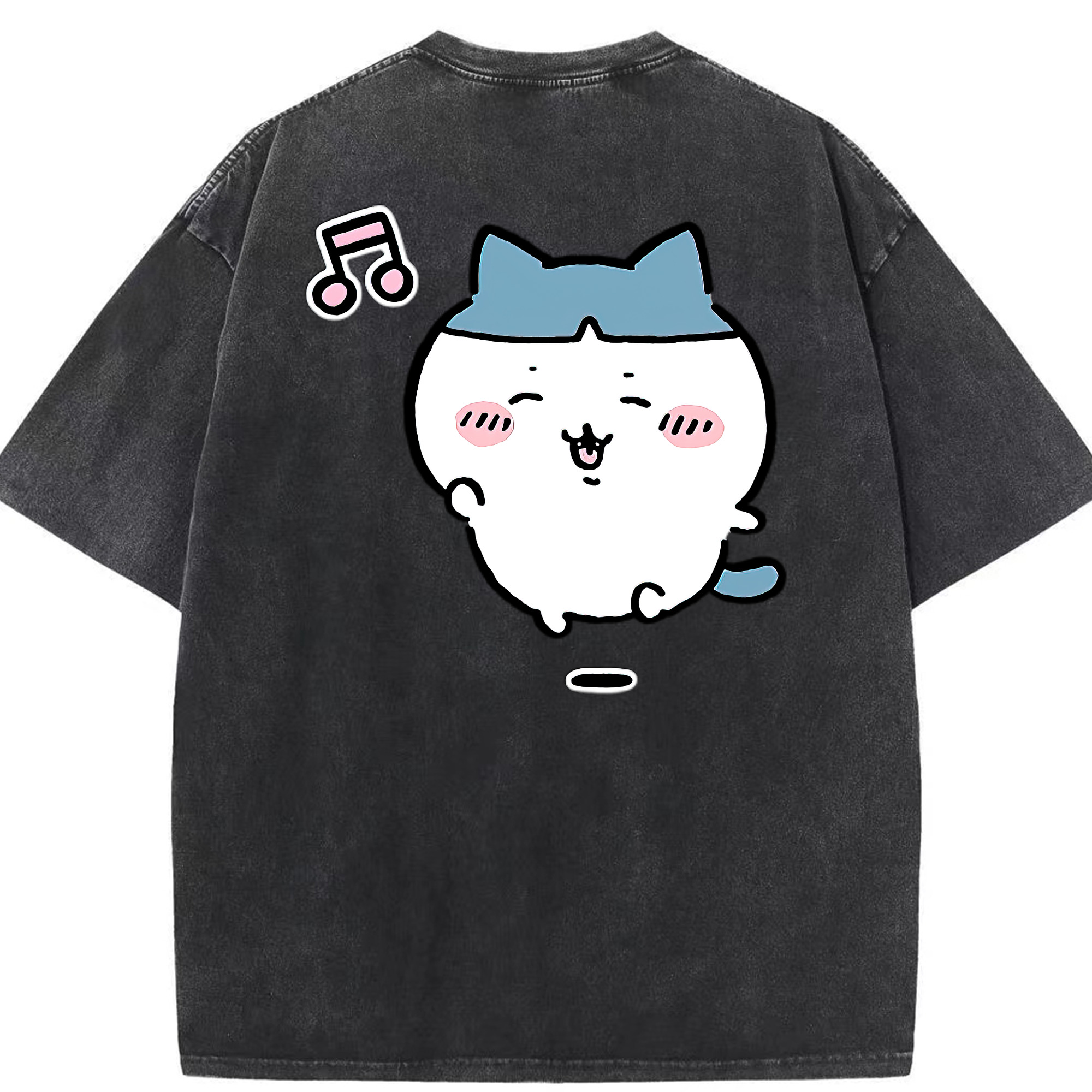 （画像用） ちいかわ ハチワレ Chii-kawa hachiware 綿100% ヴィンテージ風 半袖Tシャツ（背面プリント）