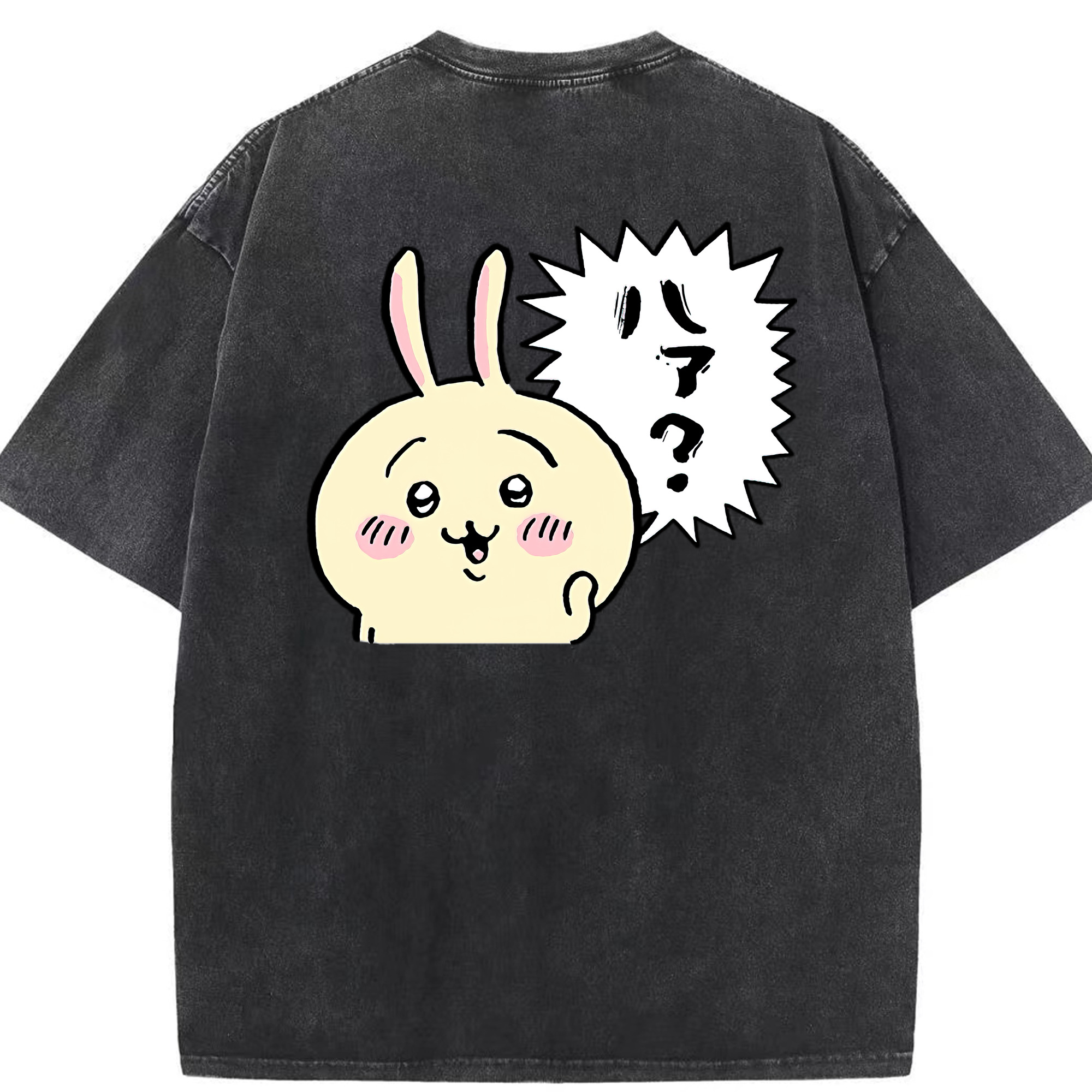 （画像用） ちいかわ うさぎ Chii-kawa usagi 綿100% ヴィンテージ風 半袖Tシャツ（背面プリント）