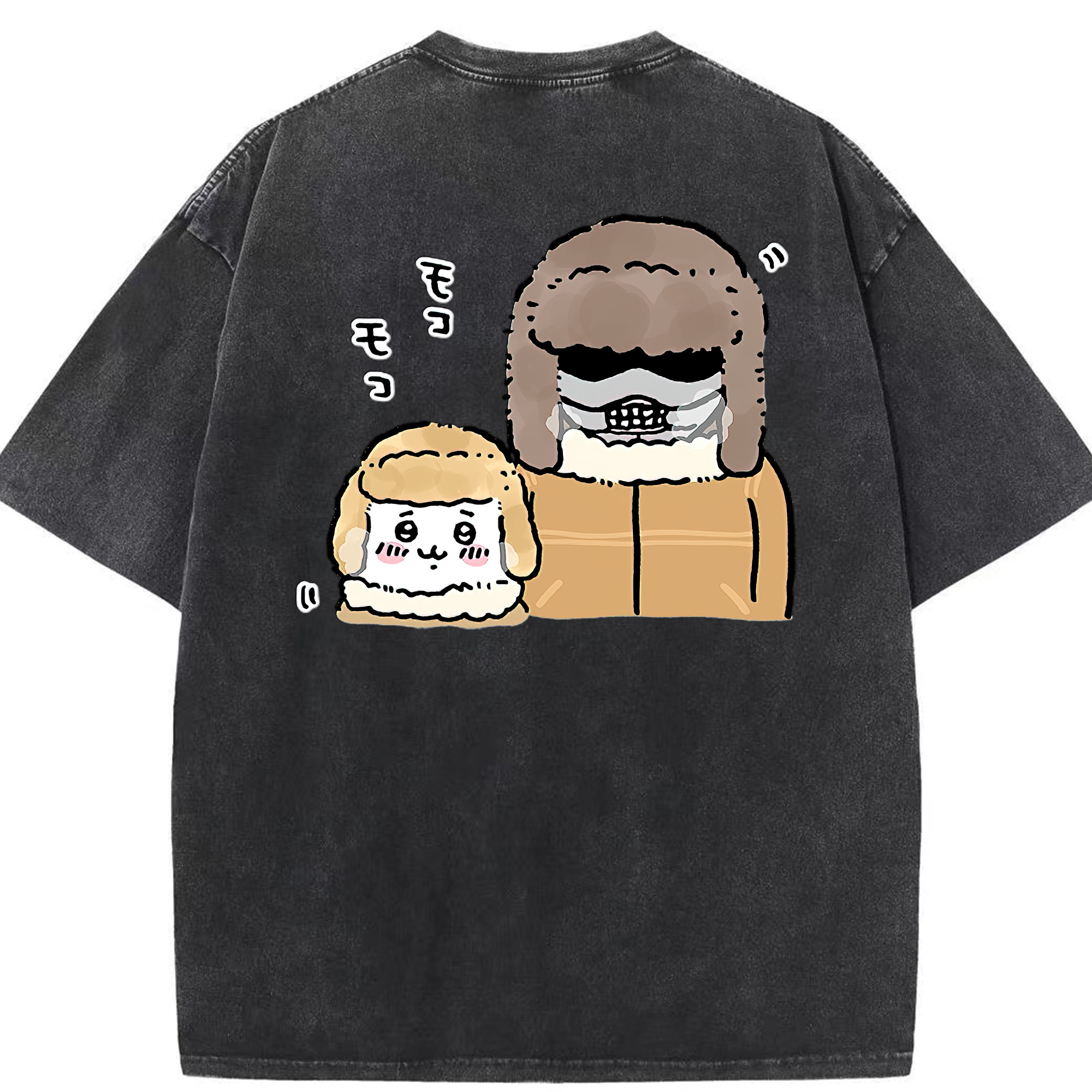 （画像用） ちいかわ 労働の鎧さん Chii-kawa Mr. Armor of Labor 綿100% ヴィンテージ風 半袖Tシャツ（背面プリント）