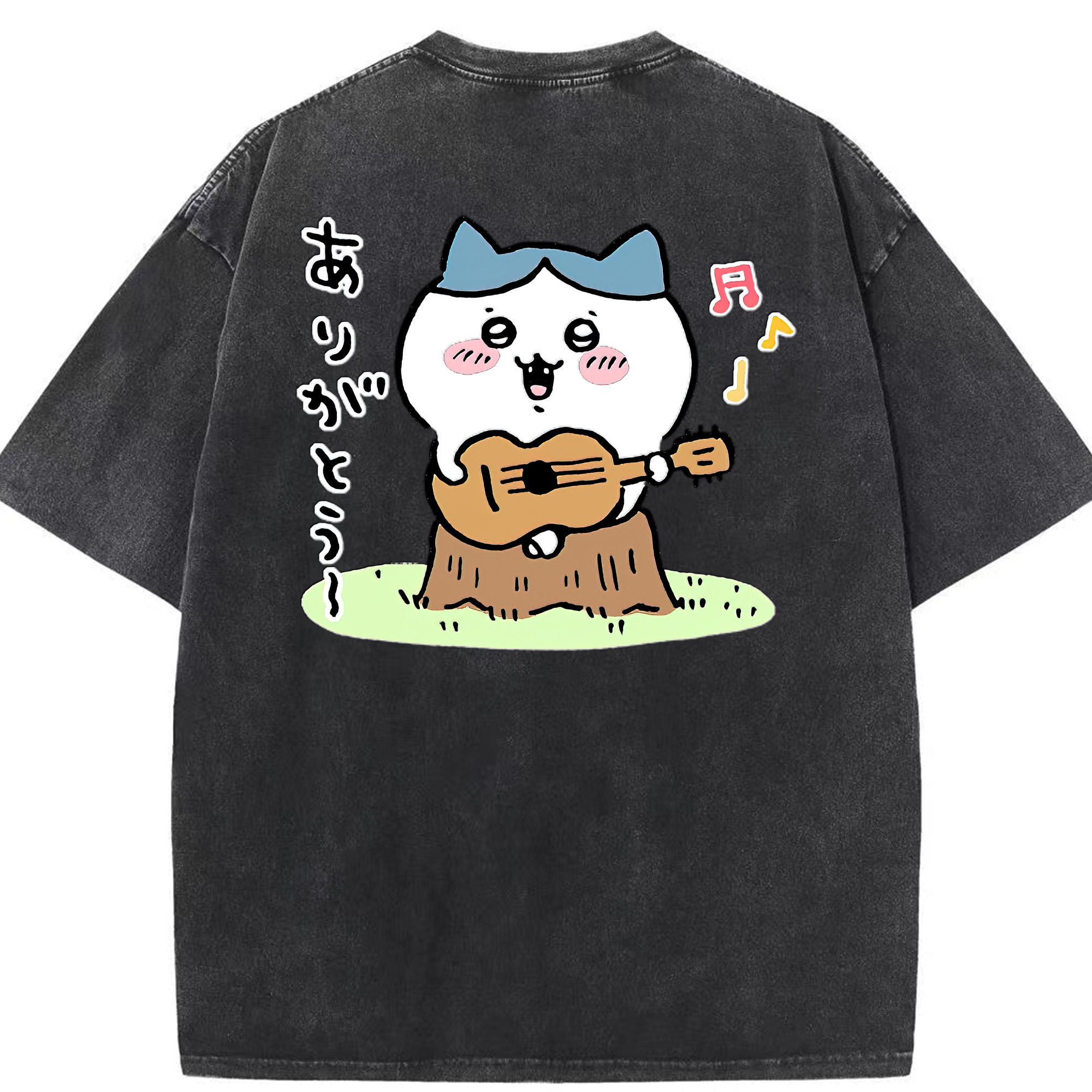 （画像用） ちいかわ ハチワレ Chii-kawa hachiware 綿100% ヴィンテージ風 半袖Tシャツ（背面プリント）