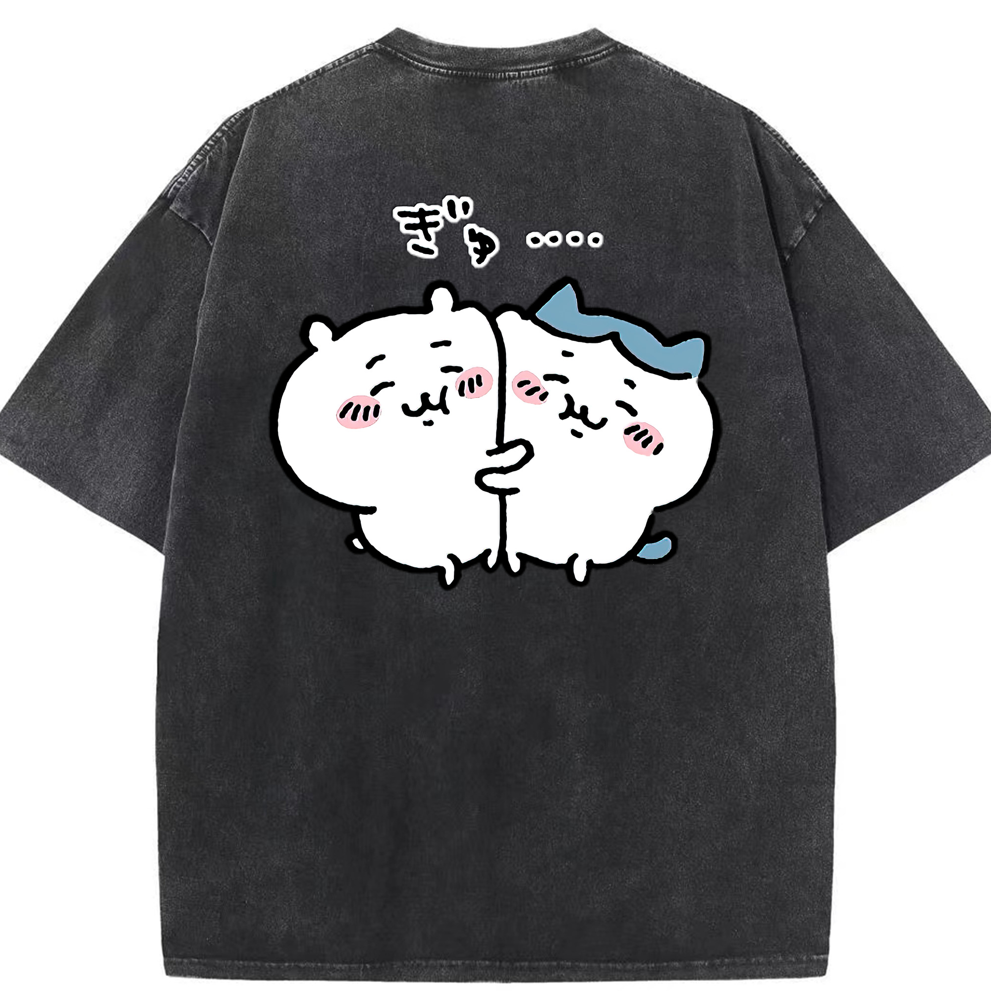 （画像用） ちいかわ ハチワレ Chii-kawa hachiware 綿100% ヴィンテージ風 半袖Tシャツ（背面プリント）