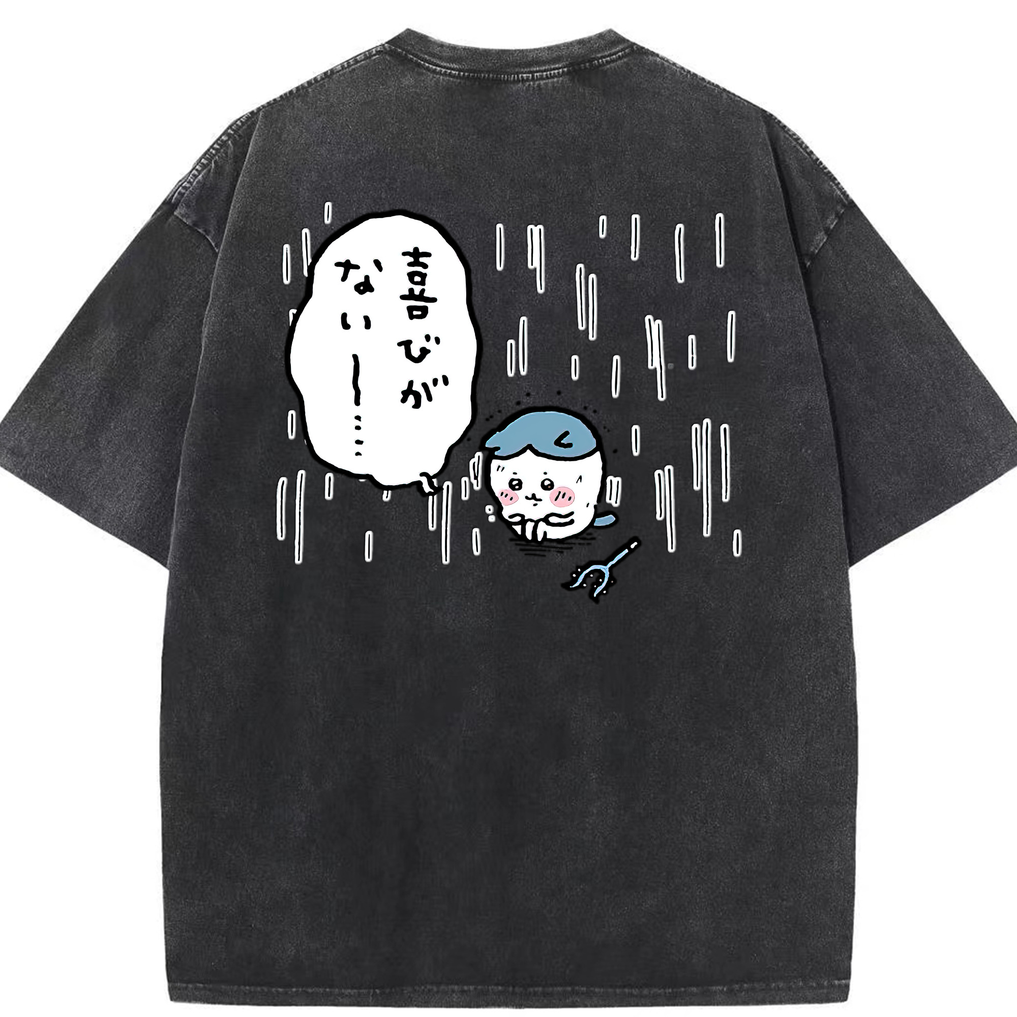（画像用） ちいかわ ハチワレ Chii-kawa hachiware 綿100% ヴィンテージ風 半袖Tシャツ（背面プリント）