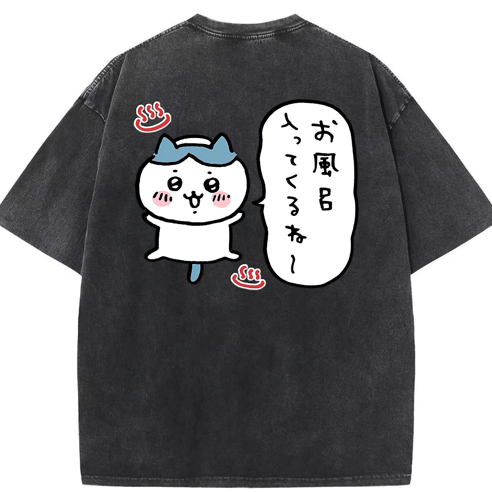 （画像用） ちいかわ ハチワレ Chii-kawa hachiware 綿100% ヴィンテージ風 半袖Tシャツ（背面プリント）