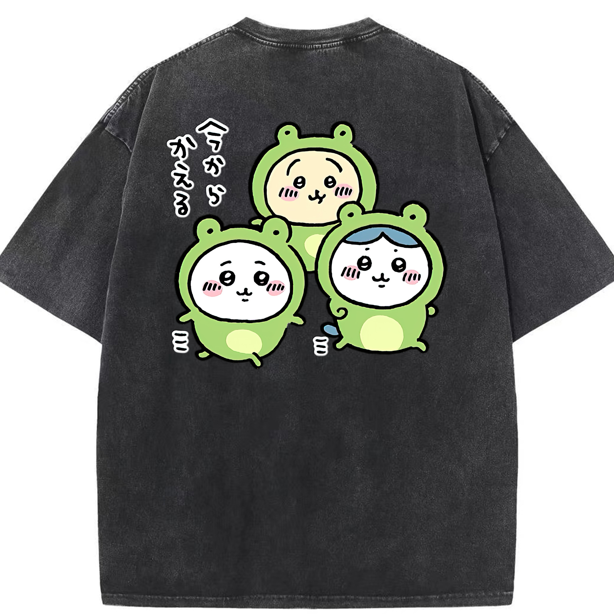 （画像用） ちいかわ ハチワレ Chii-kawa hachiware 綿100% ヴィンテージ風 半袖Tシャツ（背面プリント）