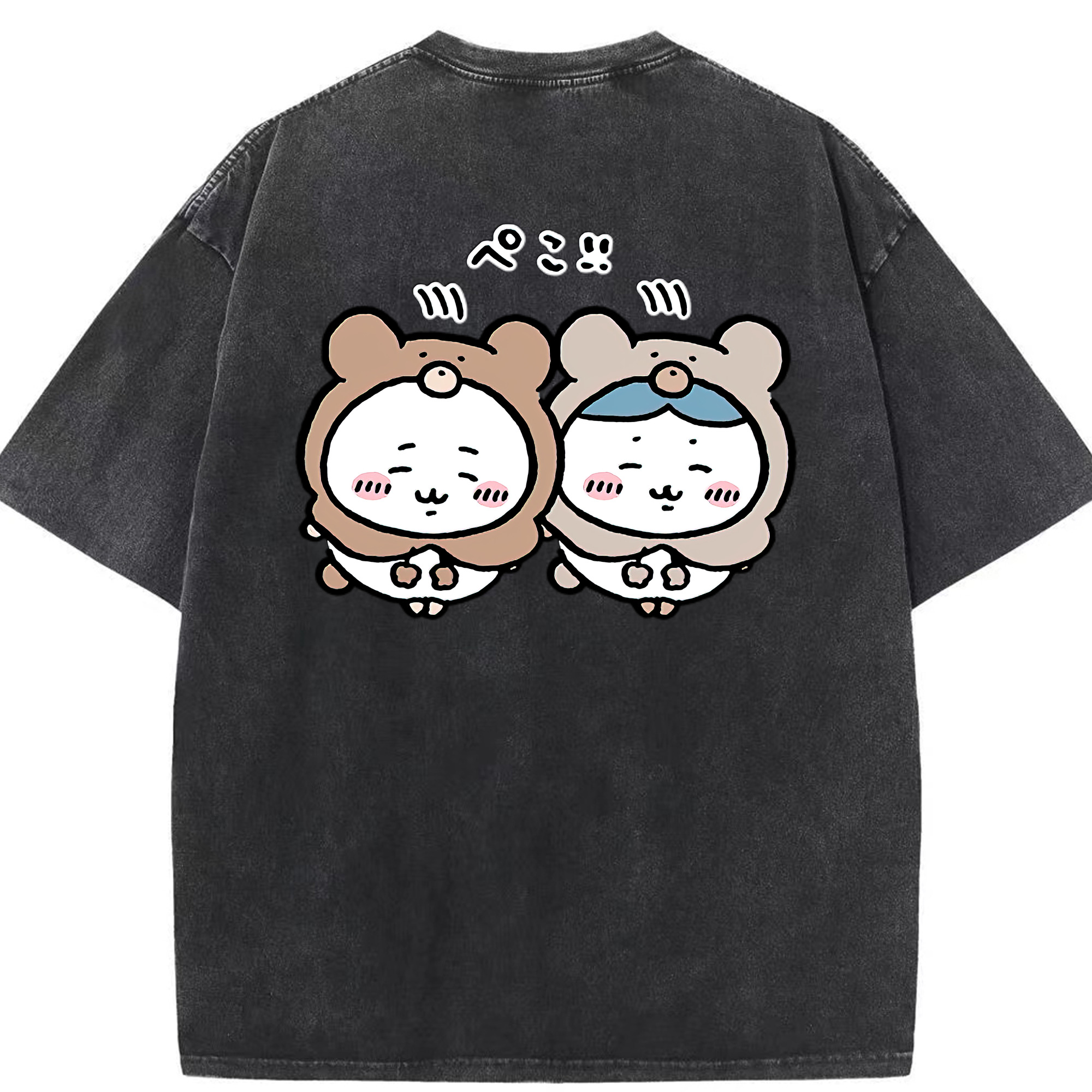 （画像用） ちいかわ ハチワレ Chii-kawa hachiware 綿100% ヴィンテージ風 半袖Tシャツ（背面プリント）
