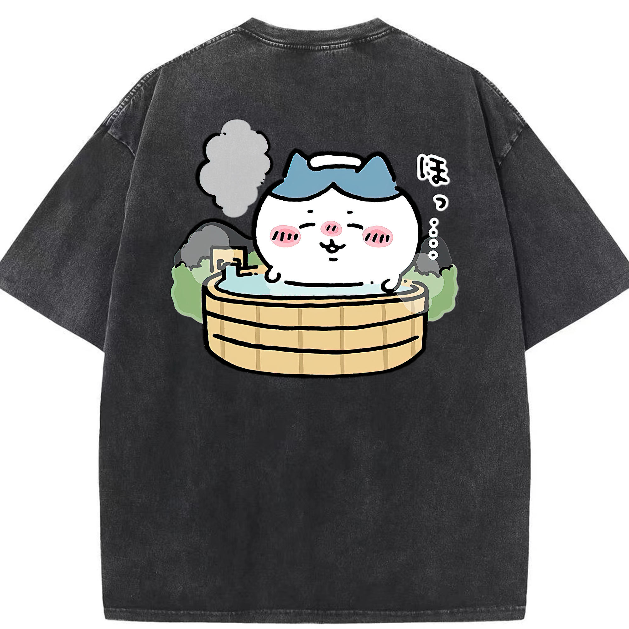 （画像用） ちいかわ ハチワレ Chii-kawa hachiware 綿100% ヴィンテージ風 半袖Tシャツ（背面プリント）