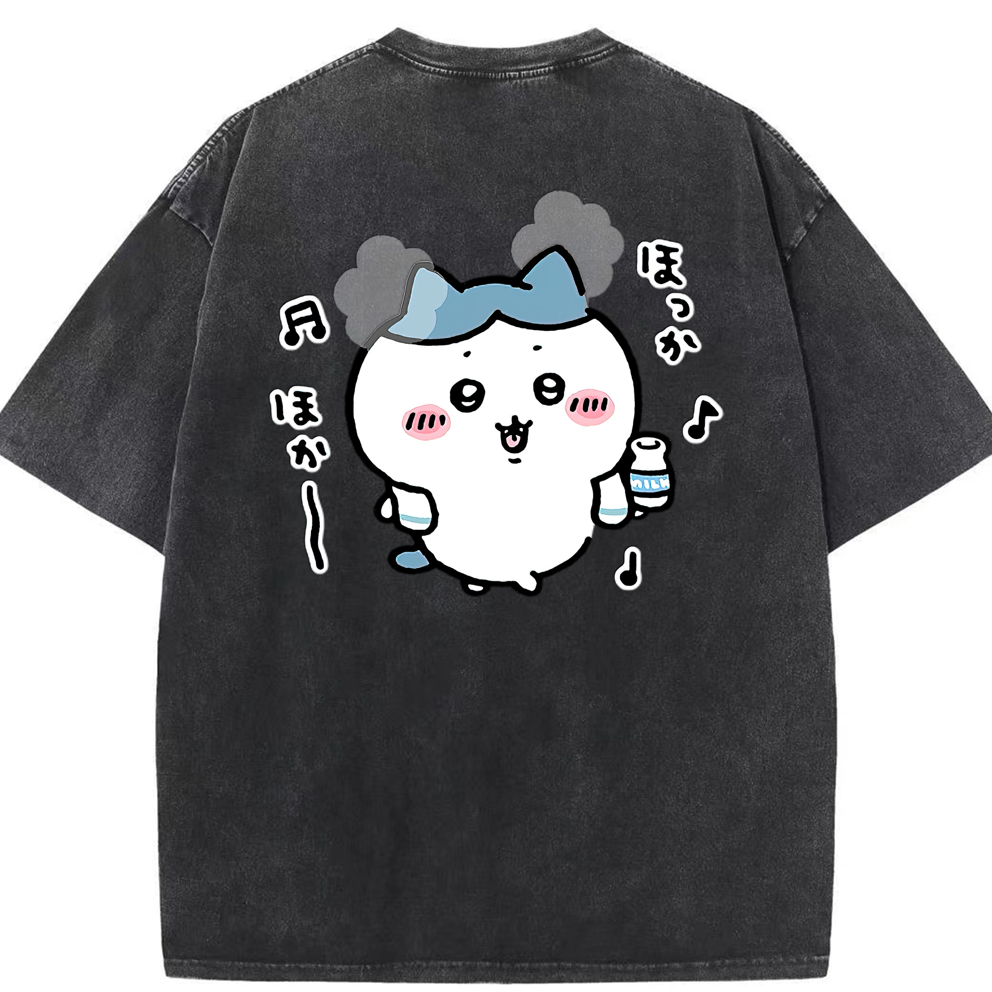（画像用） ちいかわ ハチワレ Chii-kawa hachiware 綿100% ヴィンテージ風 半袖Tシャツ（背面プリント）