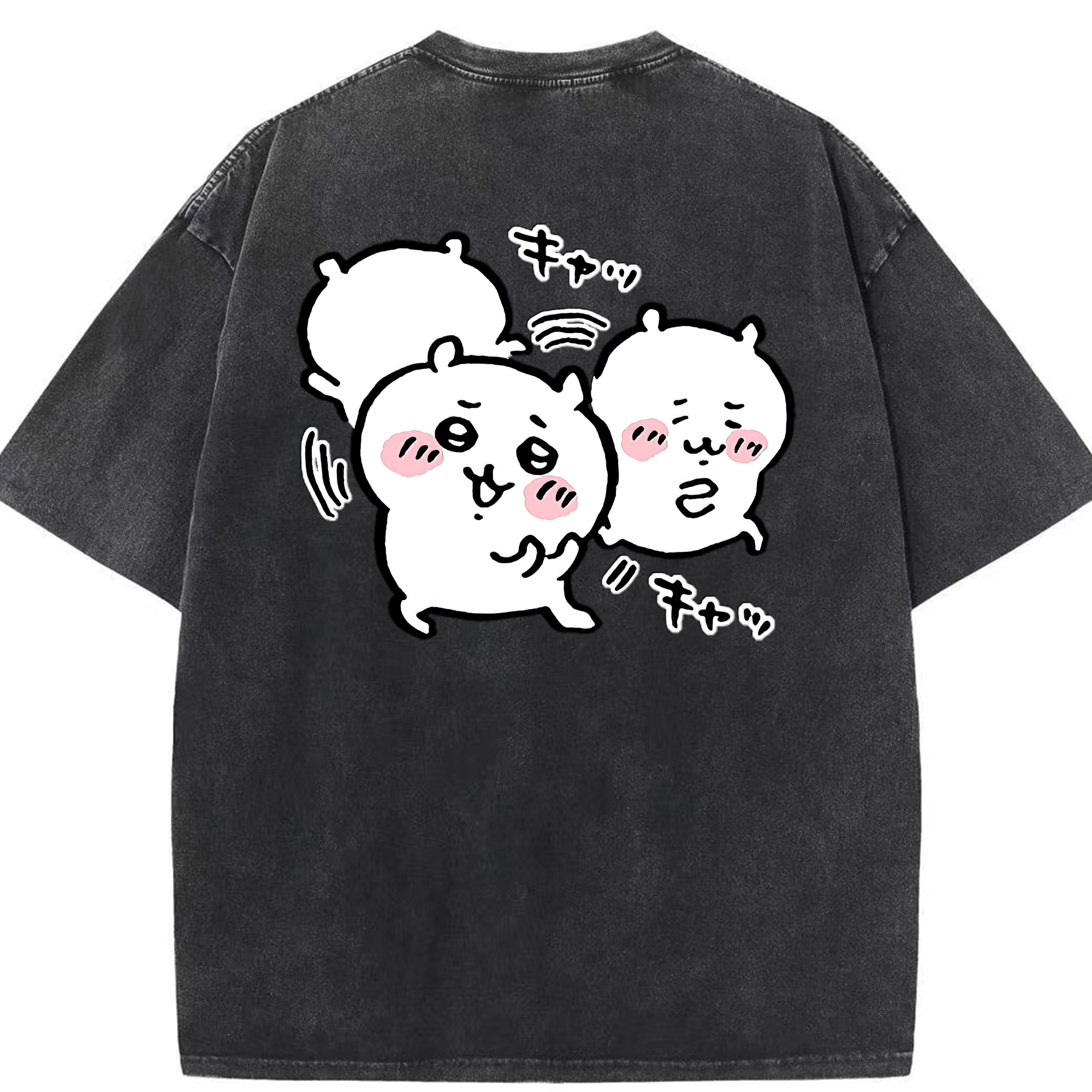 （画像用） ちいかわ ちいかわ Chii-kawa chiikawa 綿100% ヴィンテージ風 半袖Tシャツ（背面プリント）