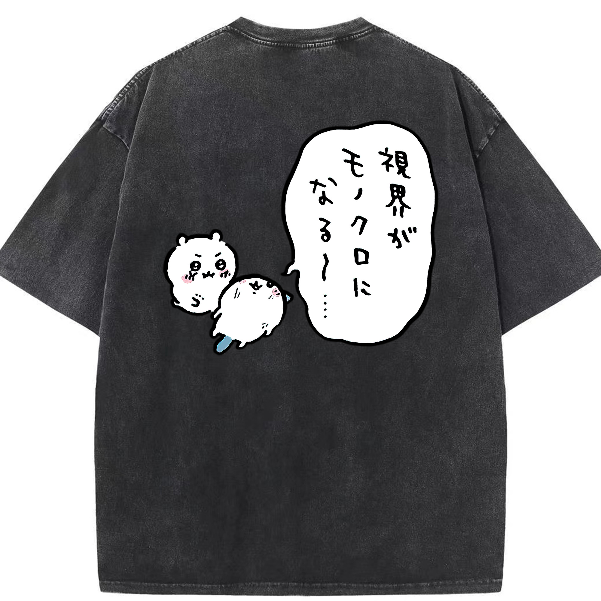 （画像用） ちいかわ ちいかわ Chii-kawa chiikawa 綿100% ヴィンテージ風 半袖Tシャツ（背面プリント）