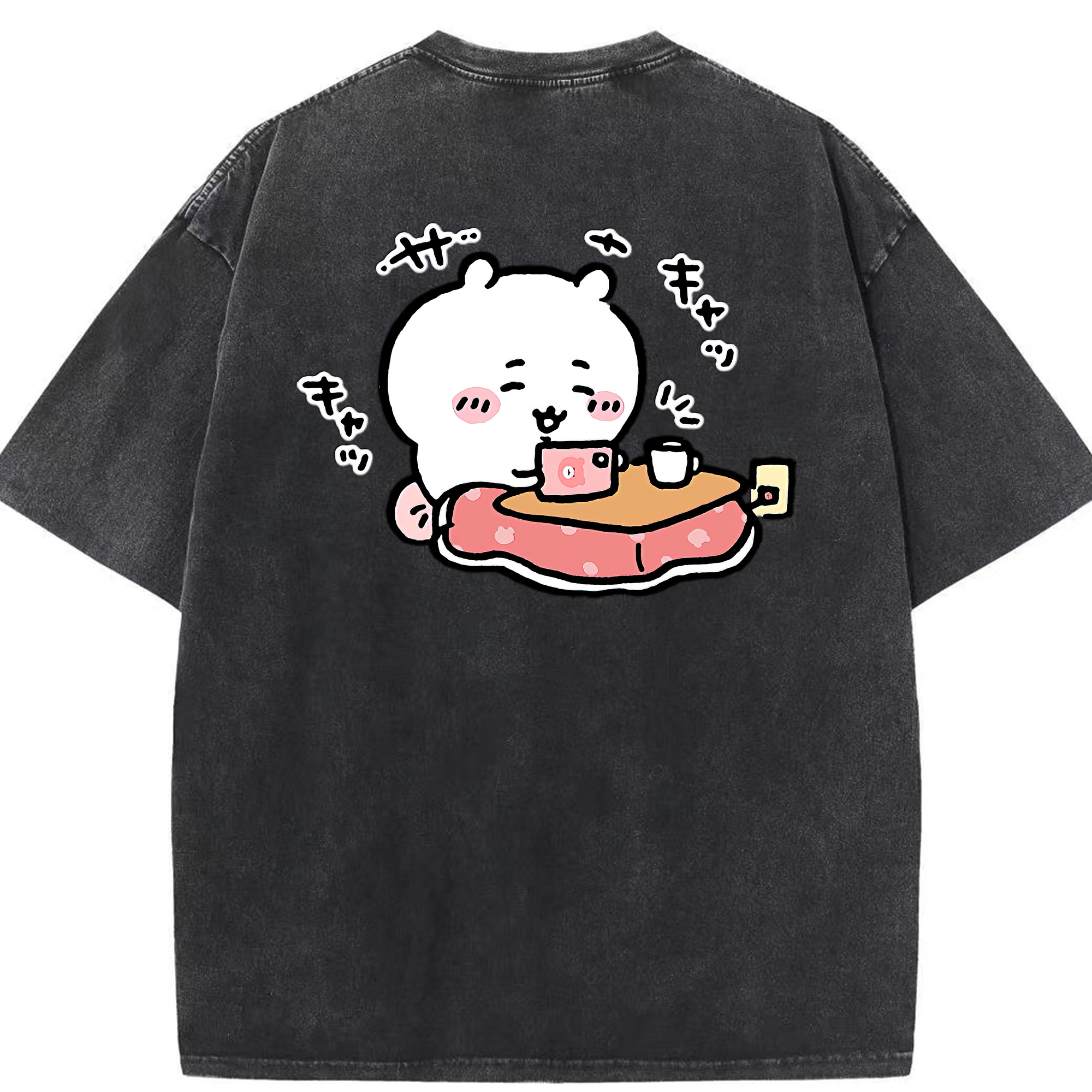 （画像用） ちいかわ ちいかわ Chii-kawa chiikawa 綿100% ヴィンテージ風 半袖Tシャツ（背面プリント）