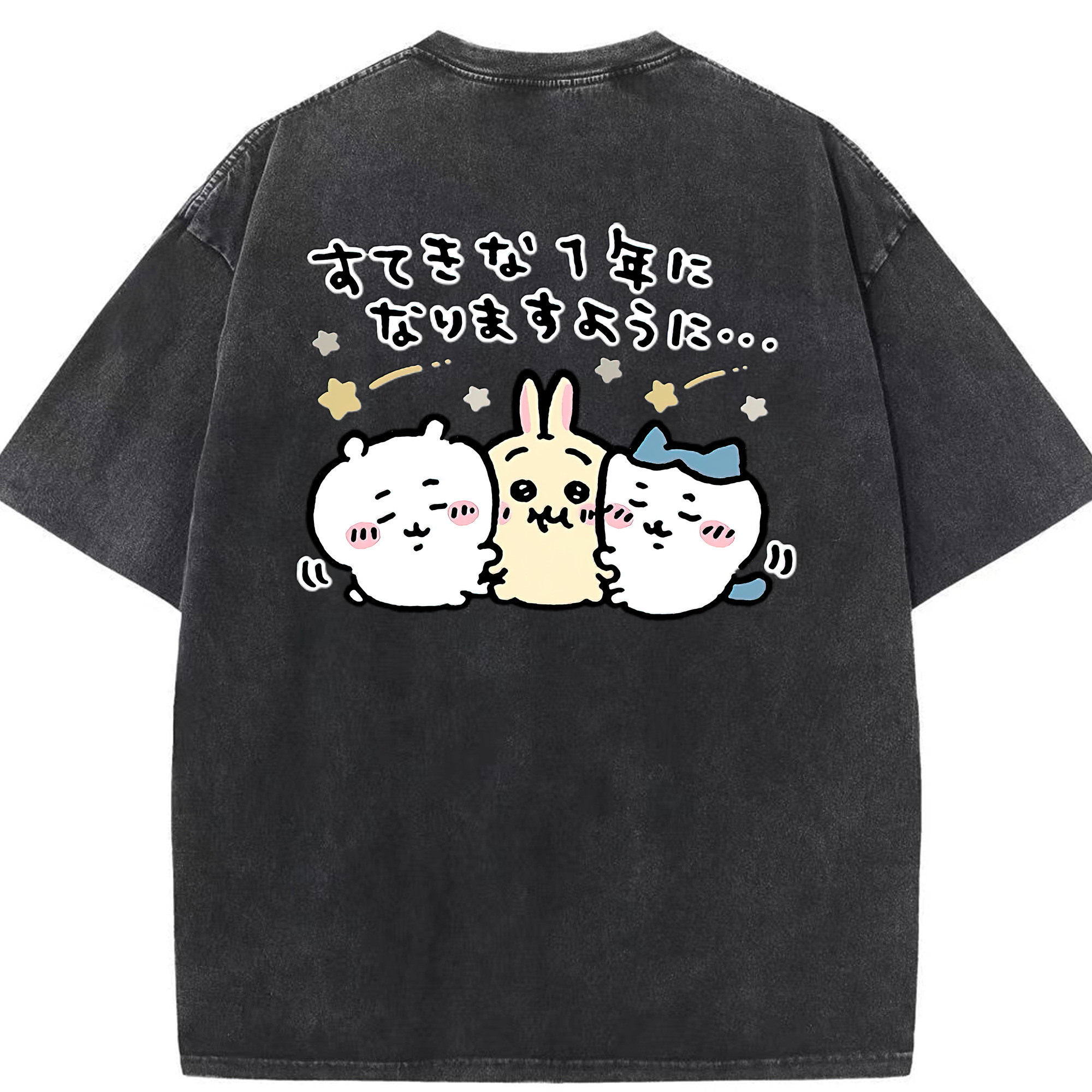 （画像用） ちいかわ ちいかわ Chii-kawa chiikawa 綿100% ヴィンテージ風 半袖Tシャツ（背面プリント）