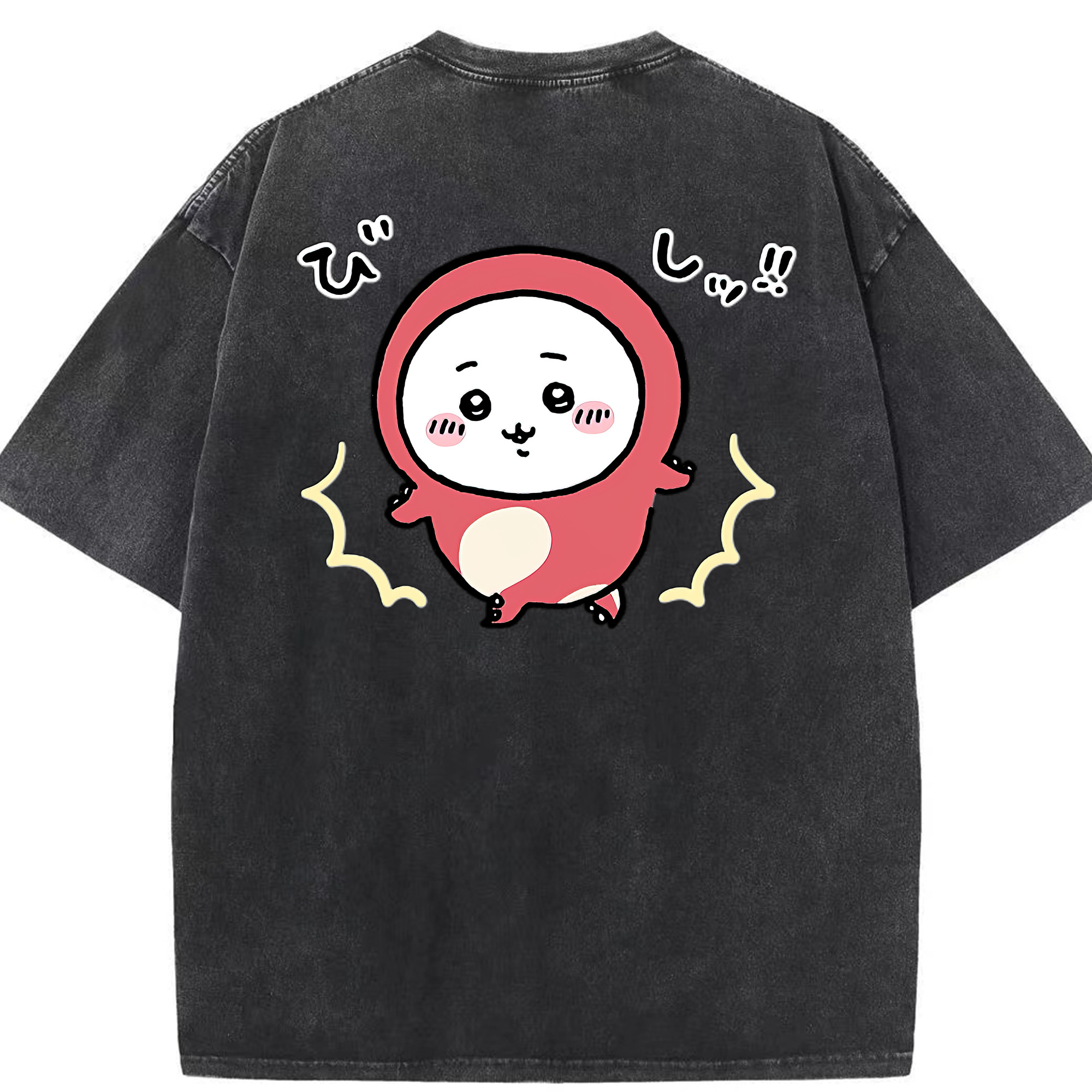（画像用） ちいかわ ちいかわ Chii-kawa chiikawa 綿100% ヴィンテージ風 半袖Tシャツ（背面プリント）
