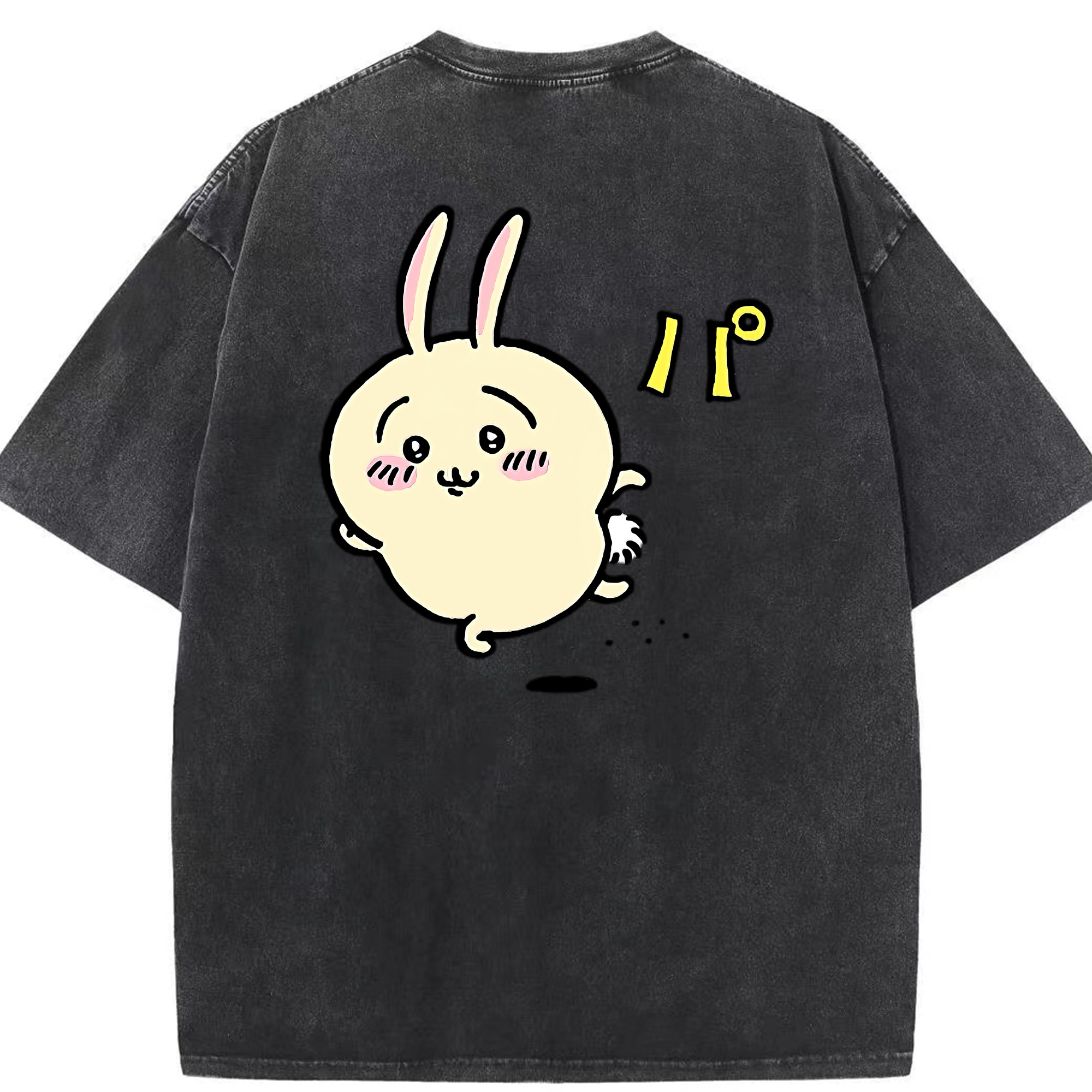 （画像用） ちいかわ うさぎ Chii-kawa usagi 綿100% ヴィンテージ風 半袖Tシャツ（背面プリント）