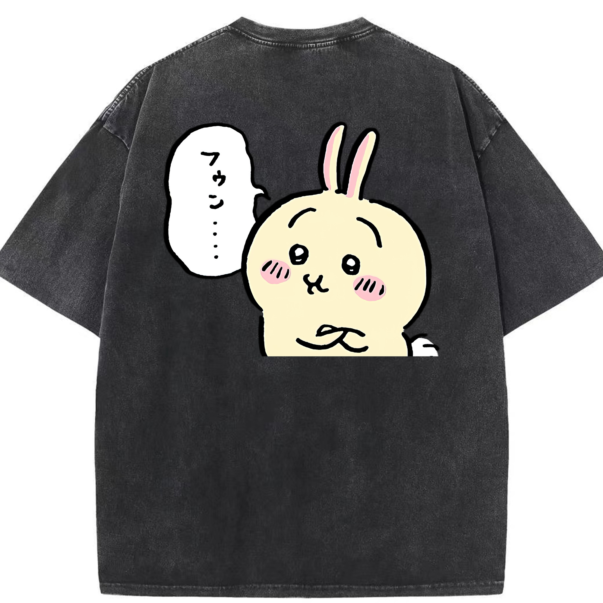 （画像用） ちいかわ うさぎ Chii-kawa usagi 綿100% ヴィンテージ風 半袖Tシャツ（背面プリント）