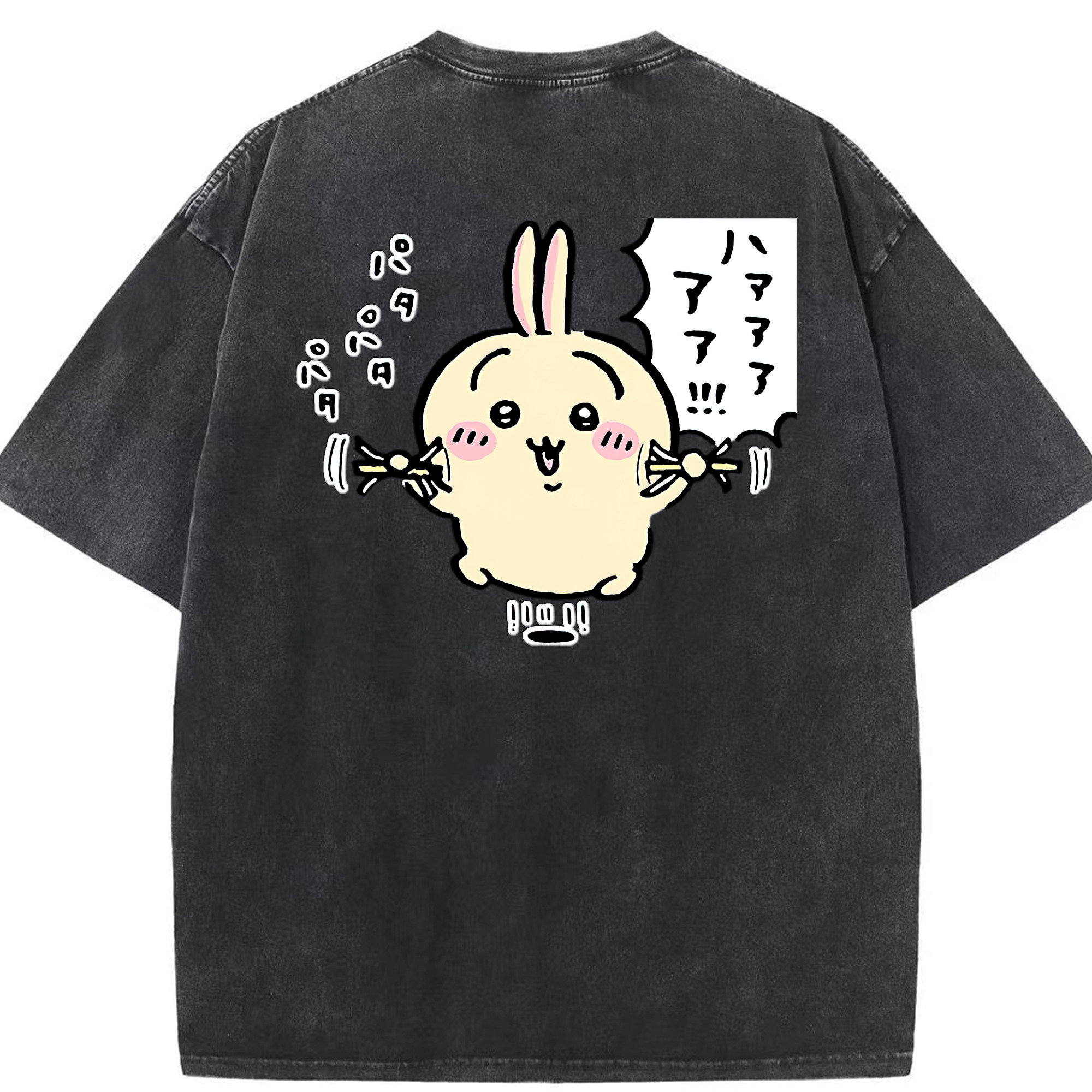 （画像用） ちいかわ うさぎ Chii-kawa usagi 綿100% ヴィンテージ風 半袖Tシャツ（背面プリント）