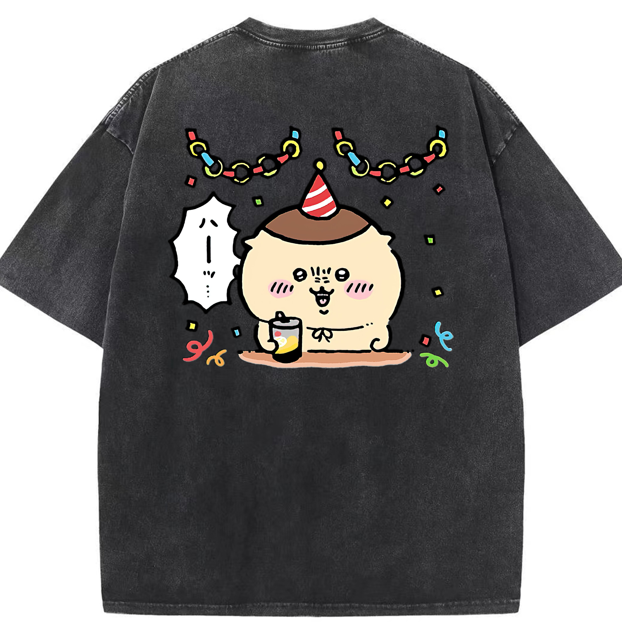 （画像用） ちいかわ くりまんじゅう Chii-kawa kuri manjū 綿100% ヴィンテージ風 半袖Tシャツ（背面プリント）