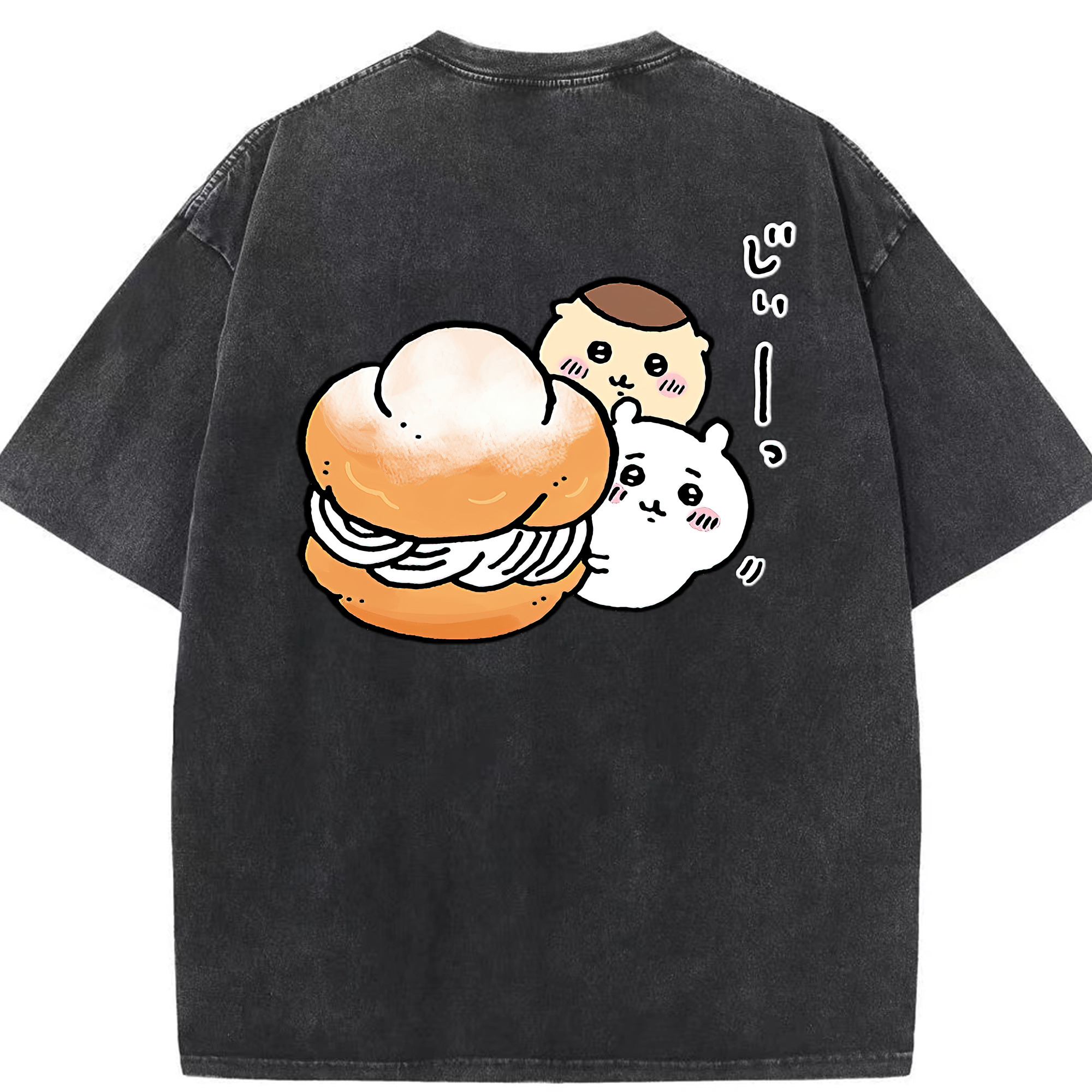 （画像用） ちいかわ くりまんじゅう Chii-kawa kuri manjū 綿100% ヴィンテージ風 半袖Tシャツ（背面プリント）