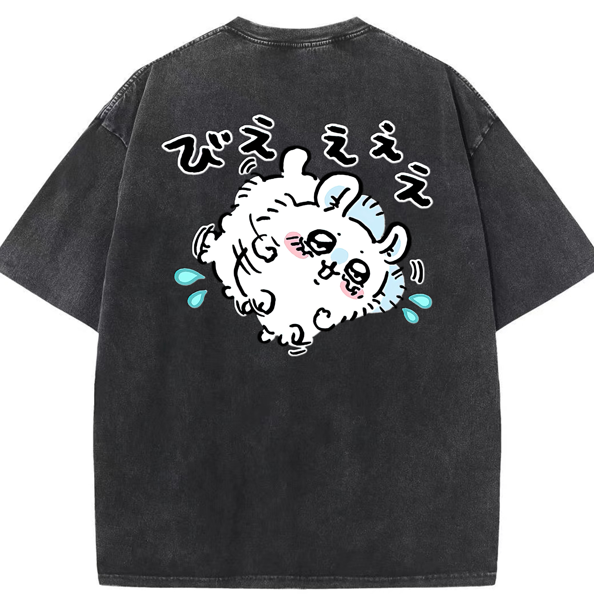 （画像用） ちいかわ モモンガ Chii-kawa Momonga 綿100% ヴィンテージ風 半袖Tシャツ（背面プリント）