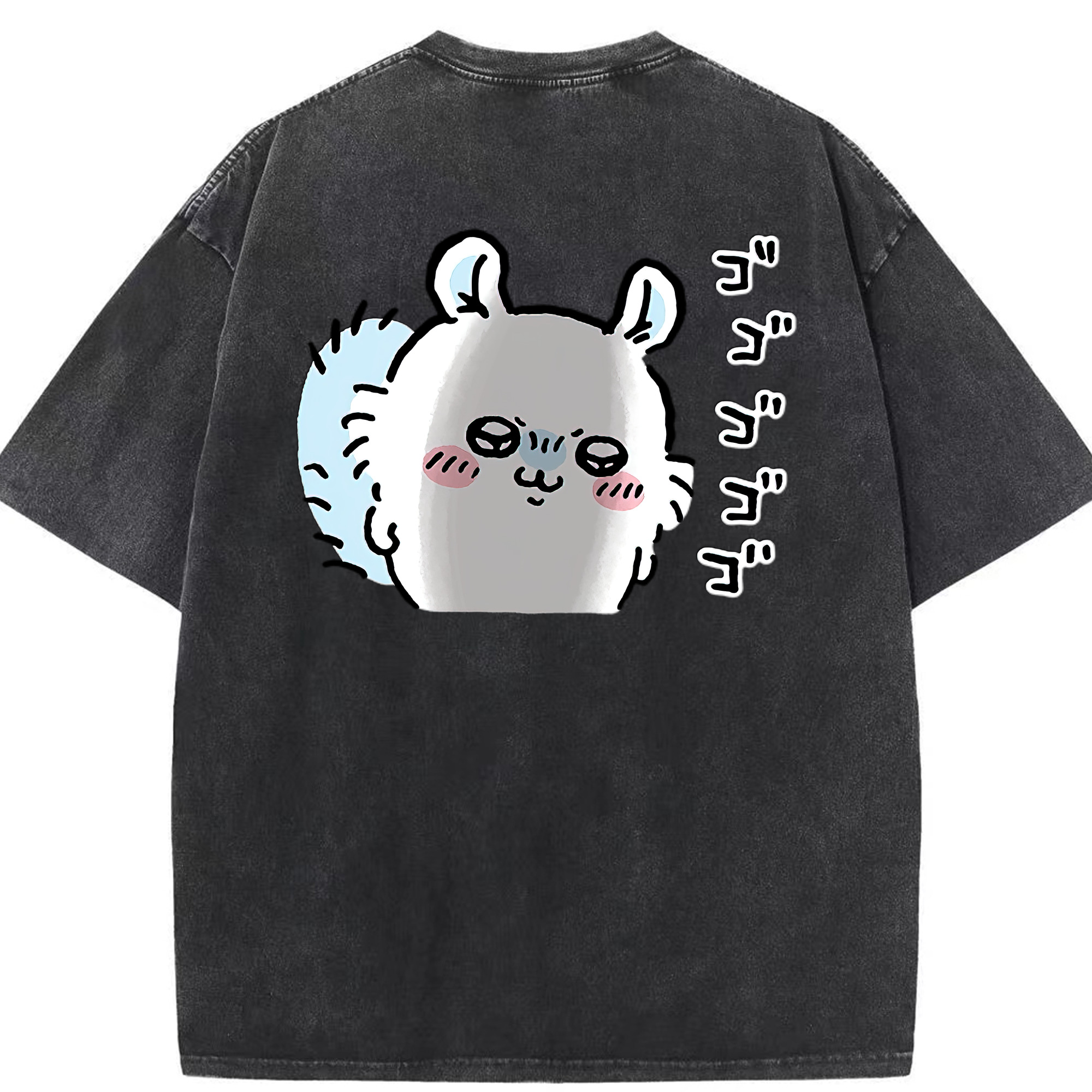 （画像用） ちいかわ モモンガ Chii-kawa Momonga 綿100% ヴィンテージ風 半袖Tシャツ（背面プリント）