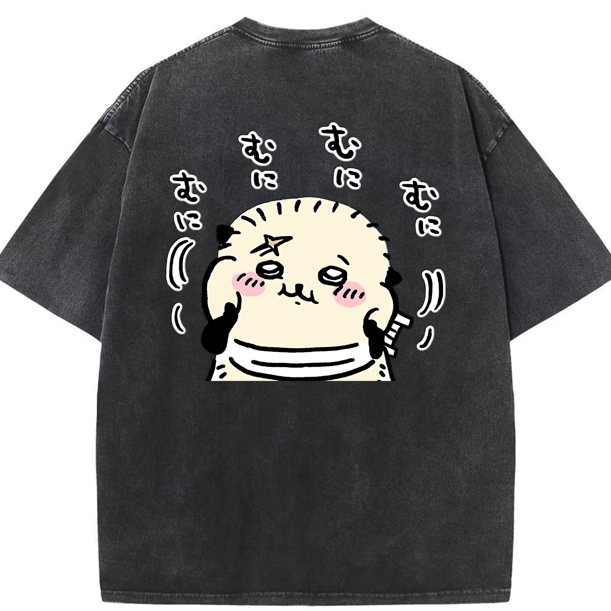 （画像用） ちいかわ ラッコ Chii-kawa Sea otter 綿100% ヴィンテージ風 半袖Tシャツ（背面プリント）