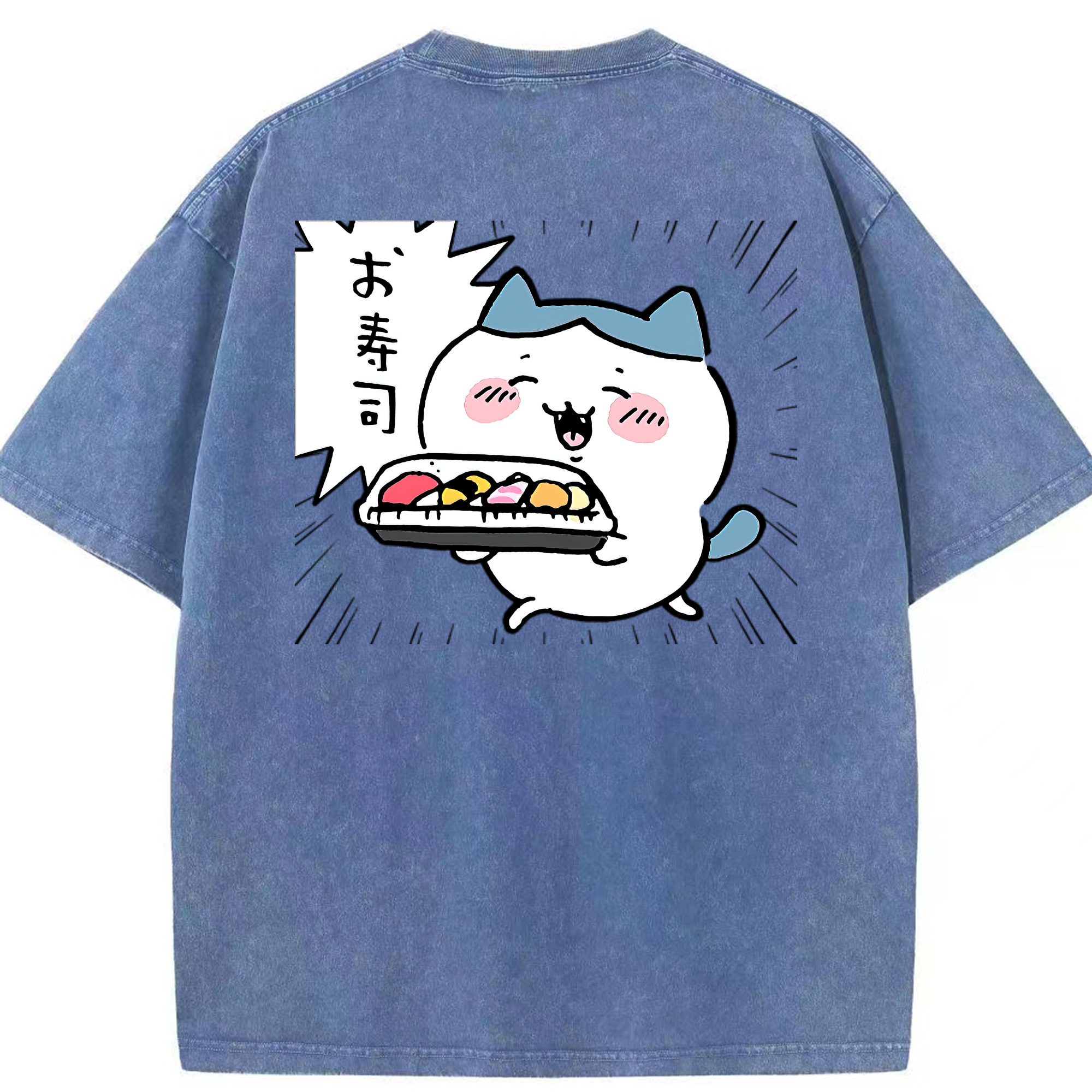 （画像用） ちいかわ ハチワレ Chii-kawa hachiware 綿100% ヴィンテージ風 半袖Tシャツ（背面プリント）