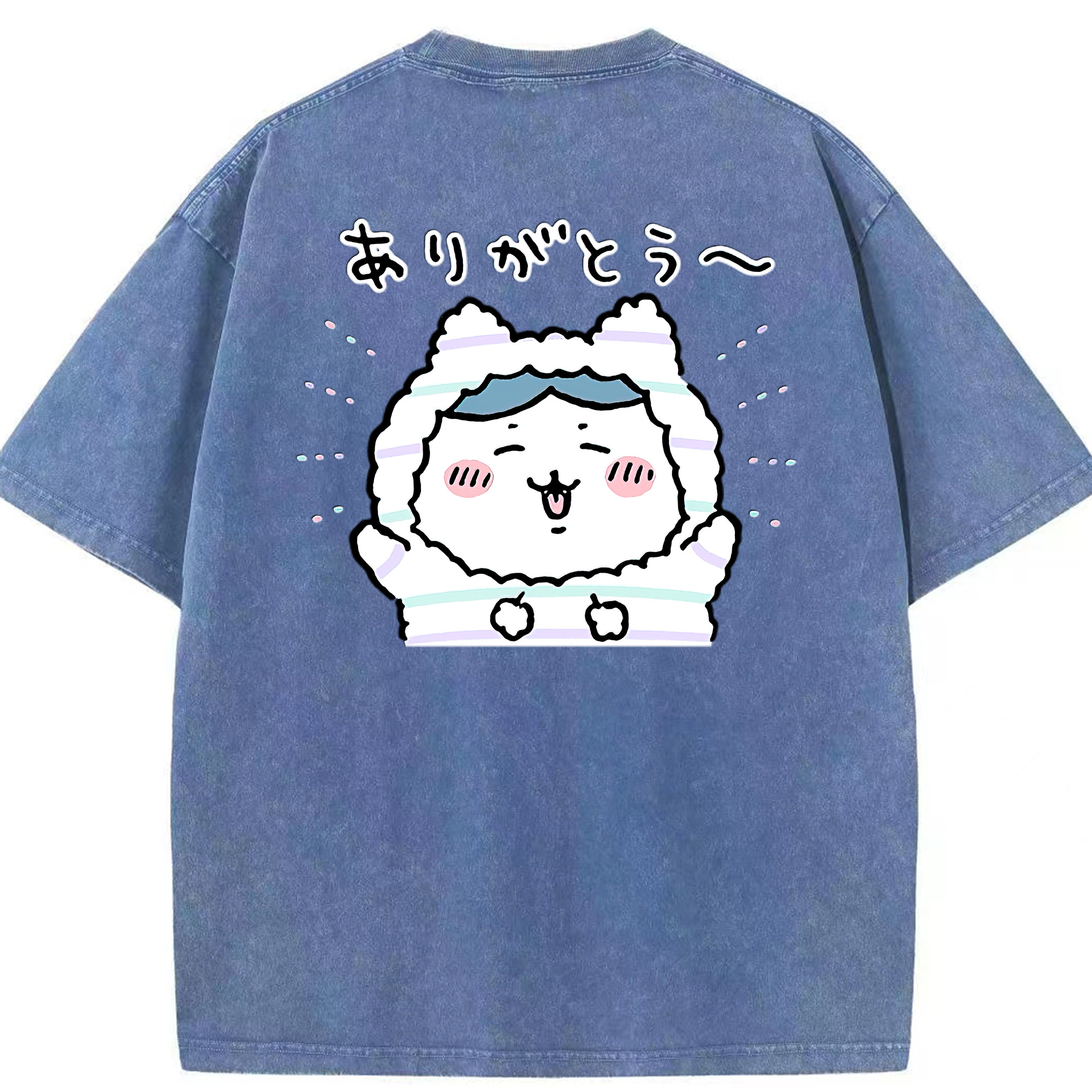 （画像用） ちいかわ ハチワレ Chii-kawa hachiware 綿100% ヴィンテージ風 半袖Tシャツ（背面プリント）