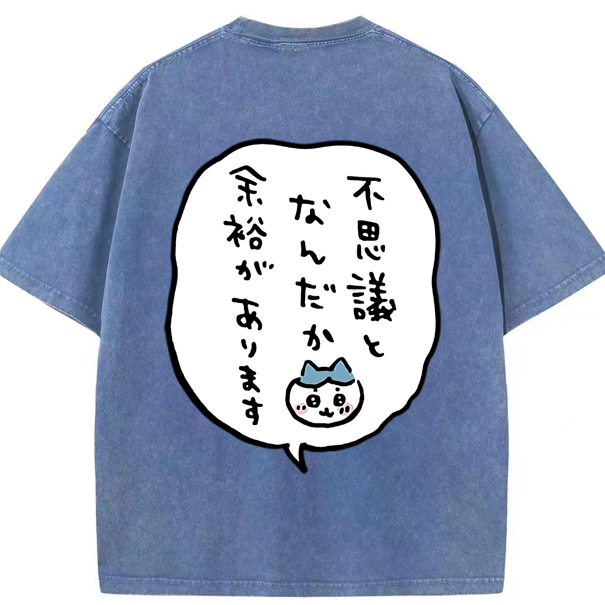（画像用） ちいかわ ハチワレ Chii-kawa hachiware 綿100% ヴィンテージ風 半袖Tシャツ（背面プリント）