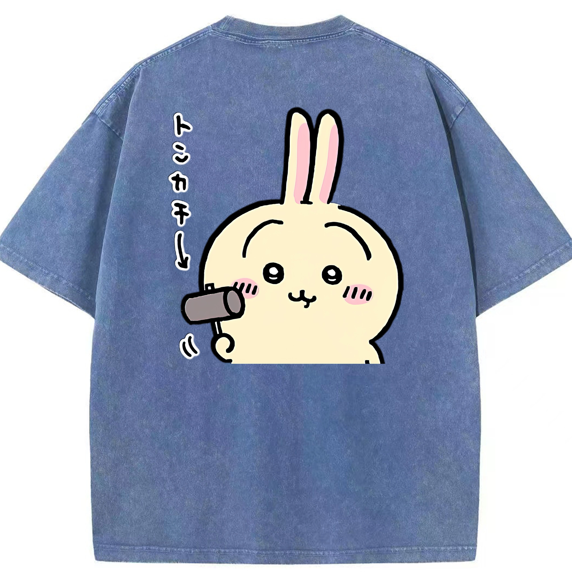 （画像用） ちいかわ うさぎ Chii-kawa usagi 綿100% ヴィンテージ風 半袖Tシャツ（背面プリント）