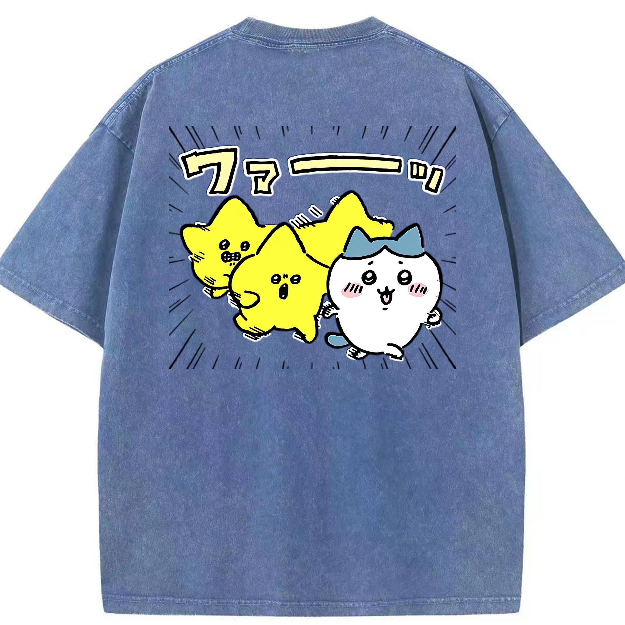 （画像用） ちいかわ 流れ星 Chii-kawa Shooting star 綿100% ヴィンテージ風 半袖Tシャツ（背面プリント）