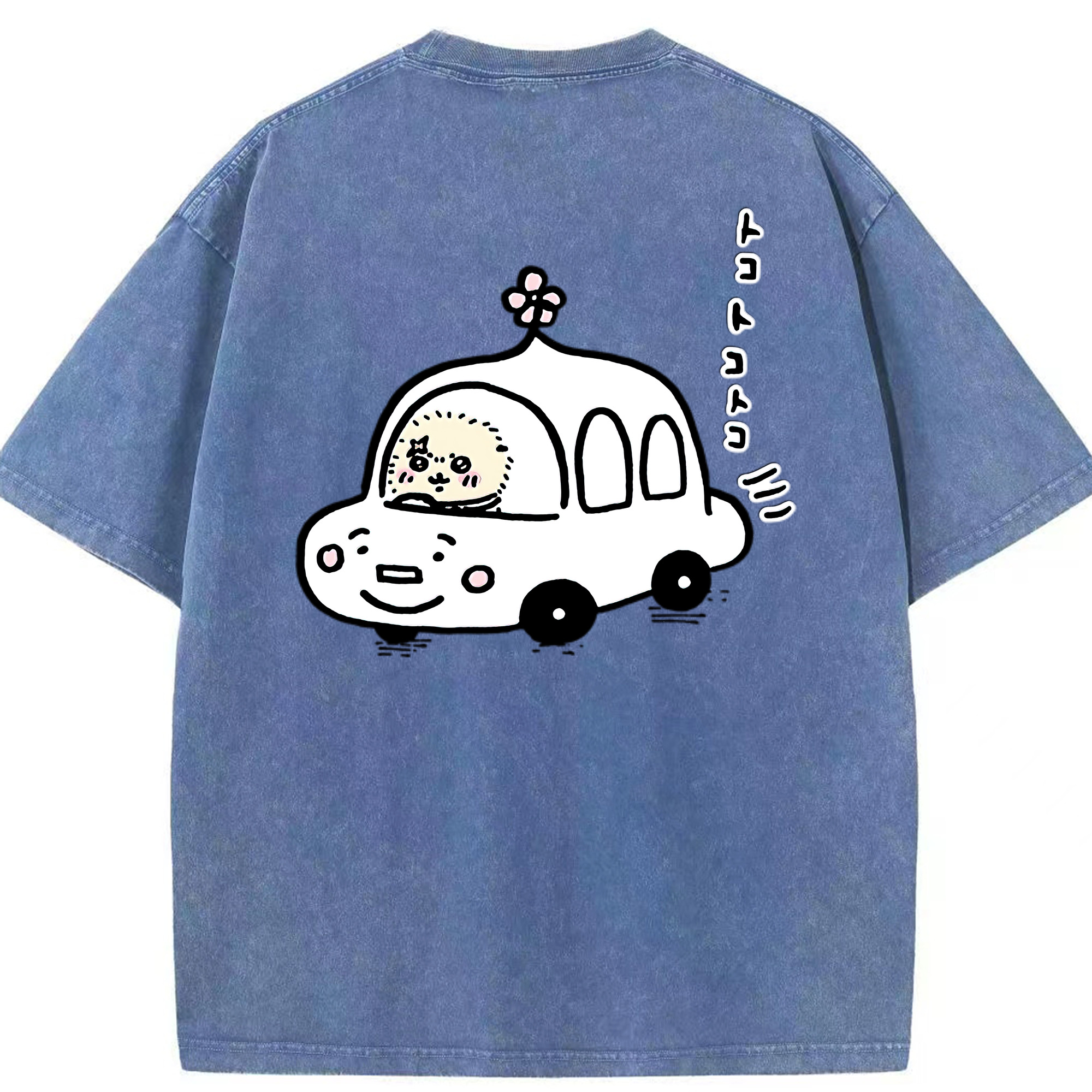 （画像用） ちいかわ ラッコ Chii-kawa Sea otter 綿100% ヴィンテージ風 半袖Tシャツ（背面プリント）